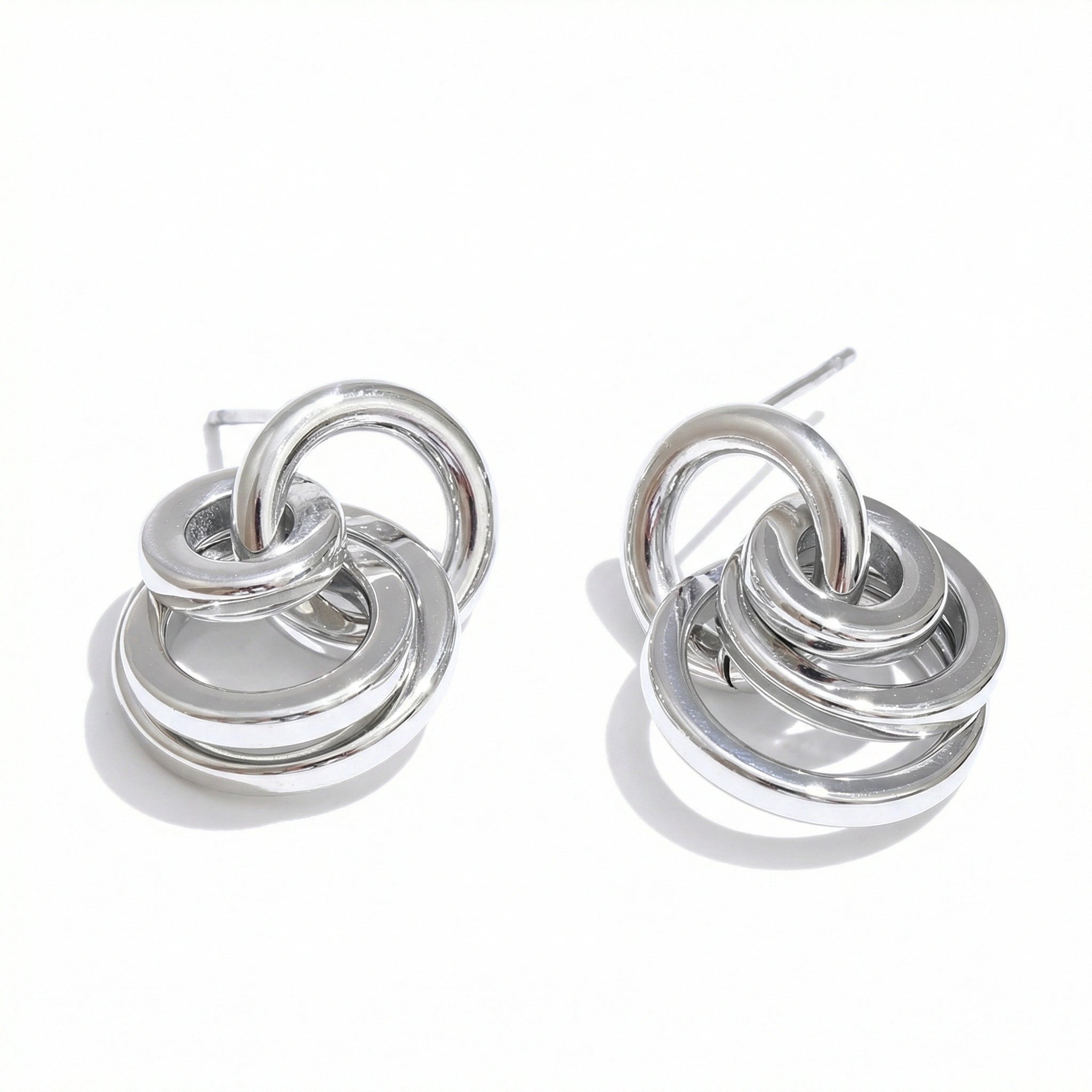 Multi Circle Stainless Steel Drop Earrings