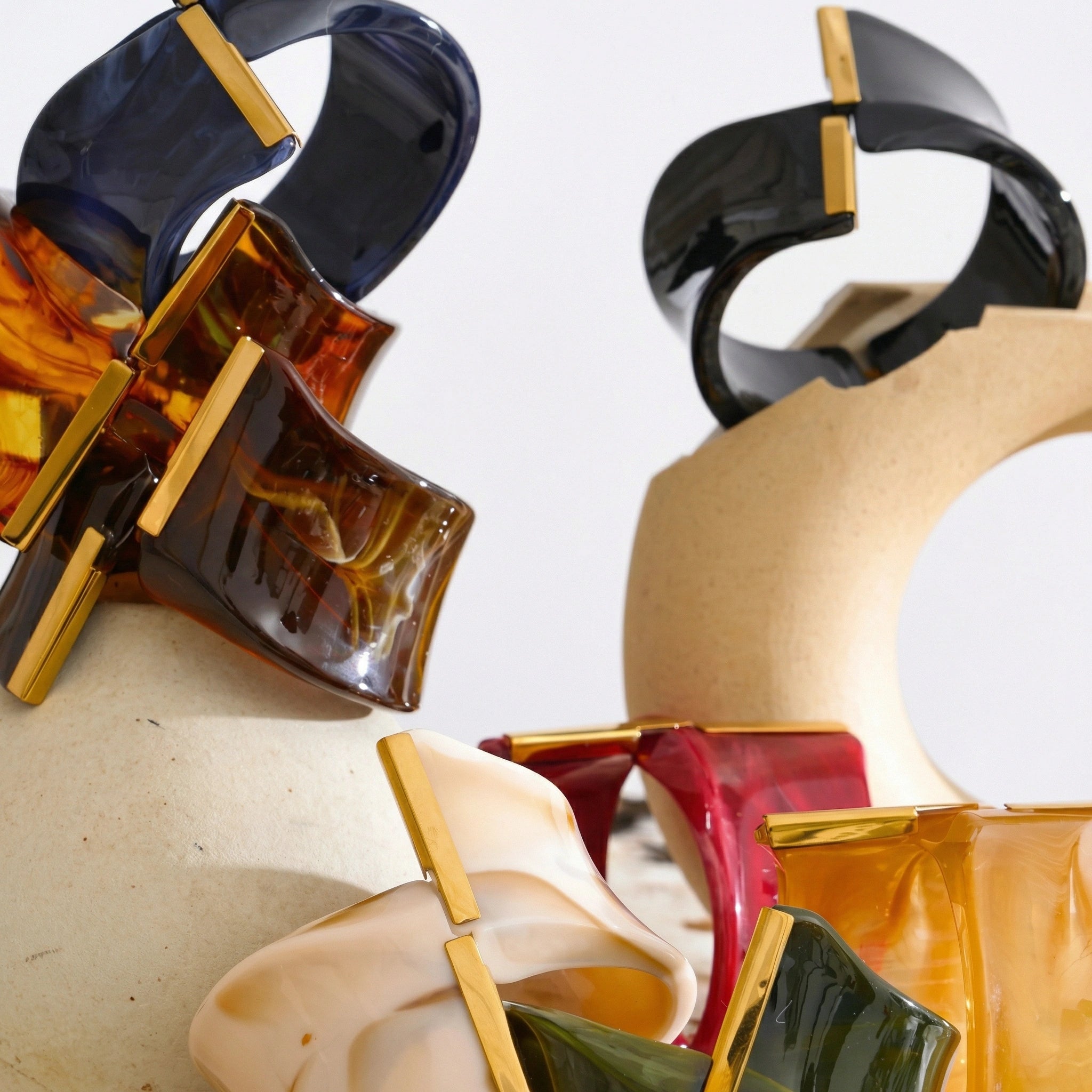 Sculptural Resin Statement Cuff Bracelet