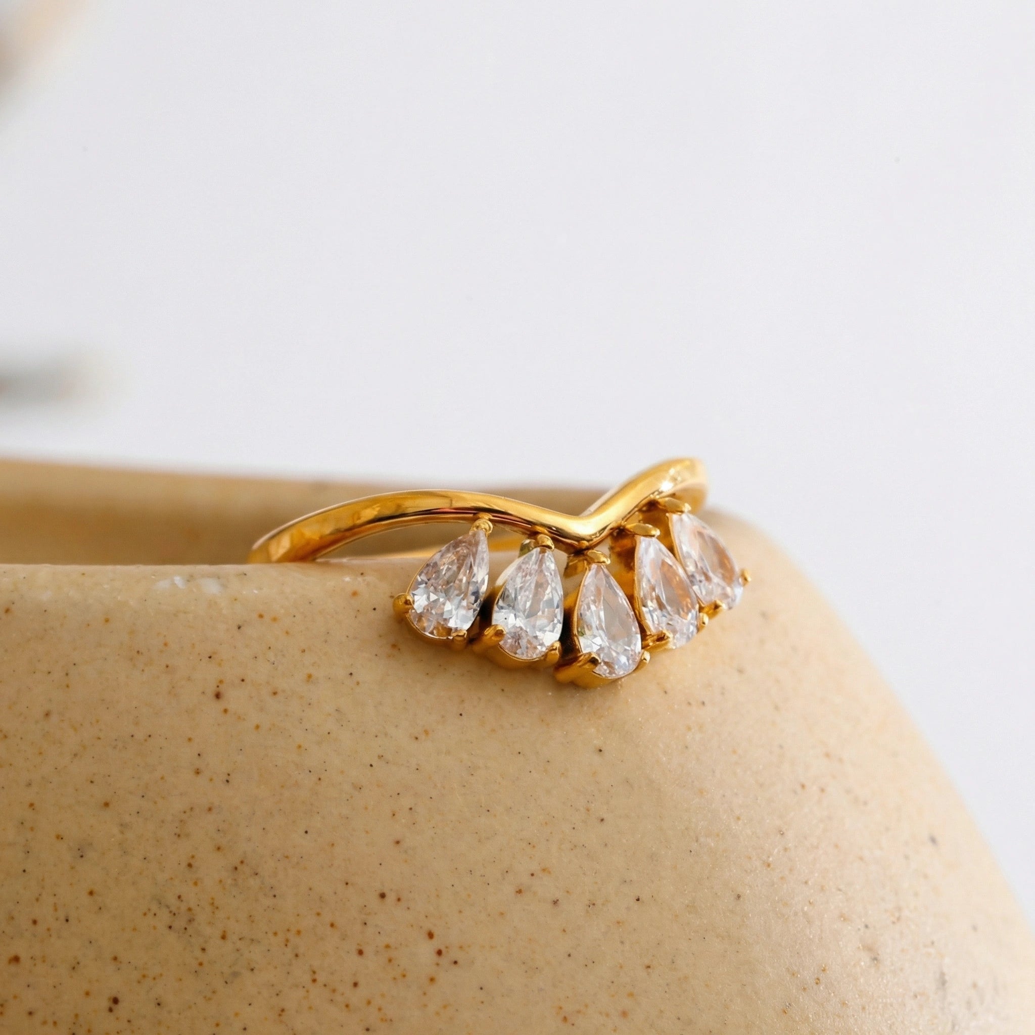 Pear Drop Zircon Cluster Ring