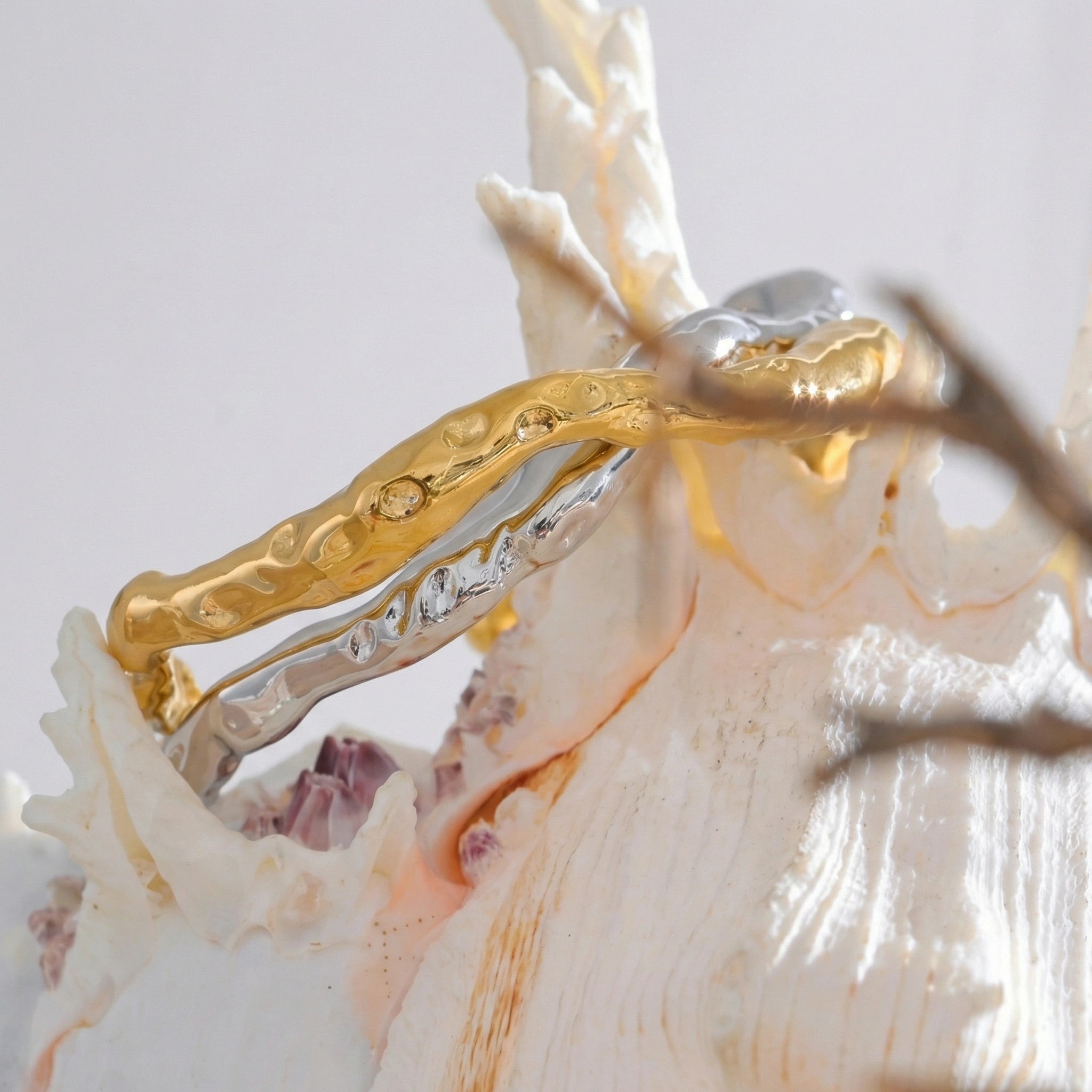 Hammered Sculptural Cuff Bracelet