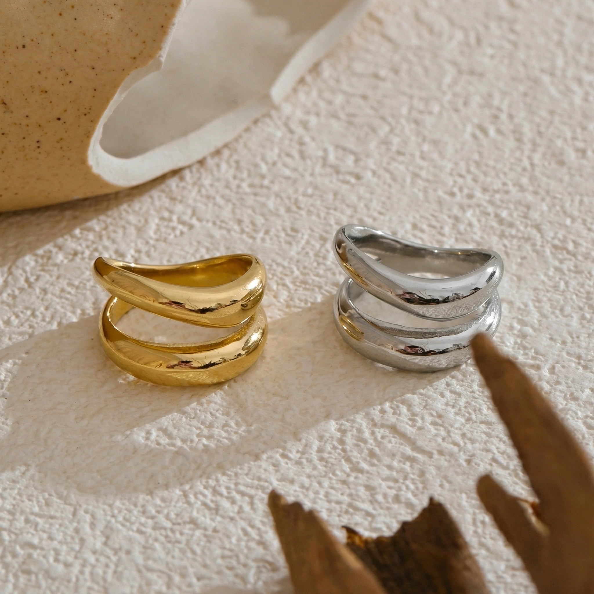 Double-Layer Sculptural Ring