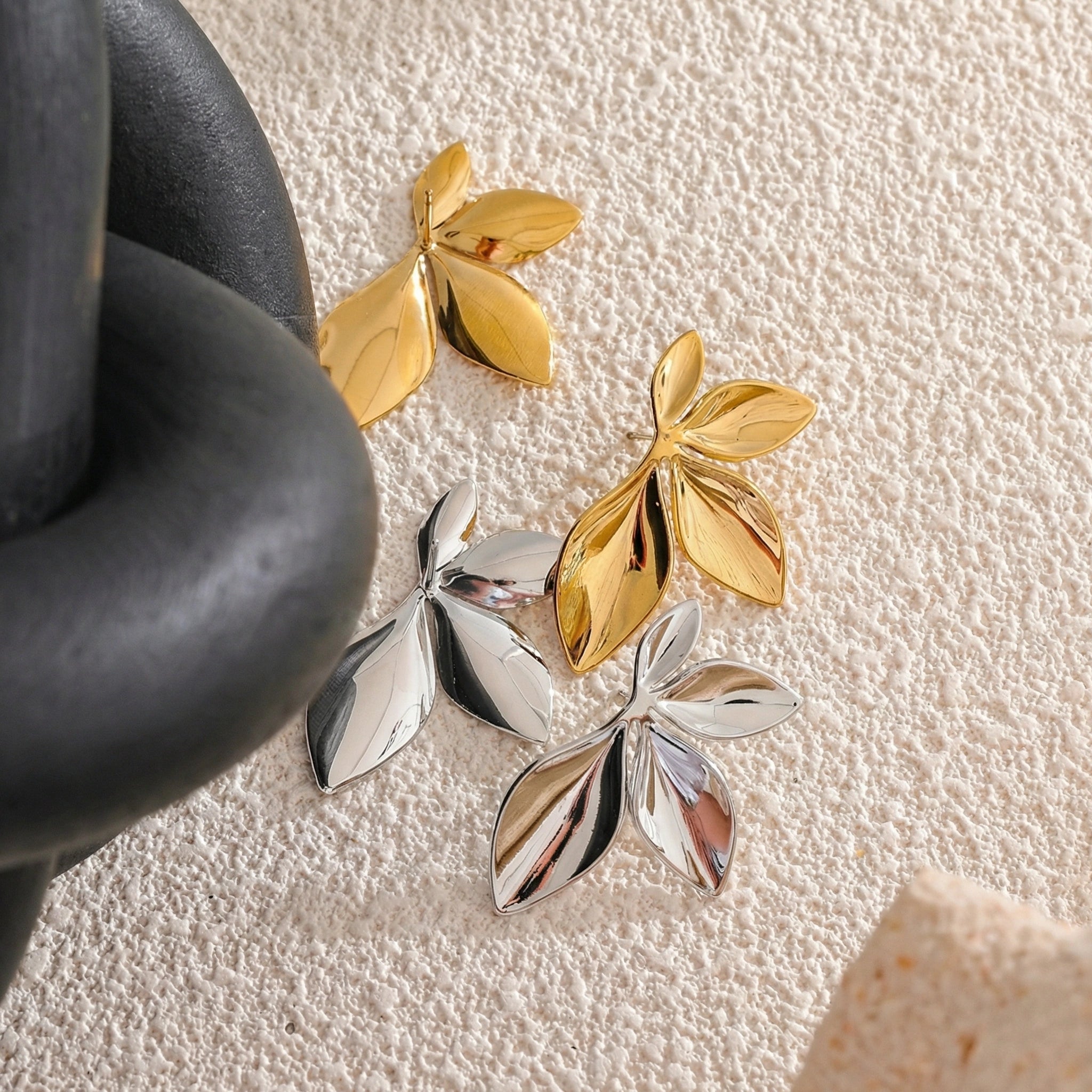 Leaf Flower Stud Earrings