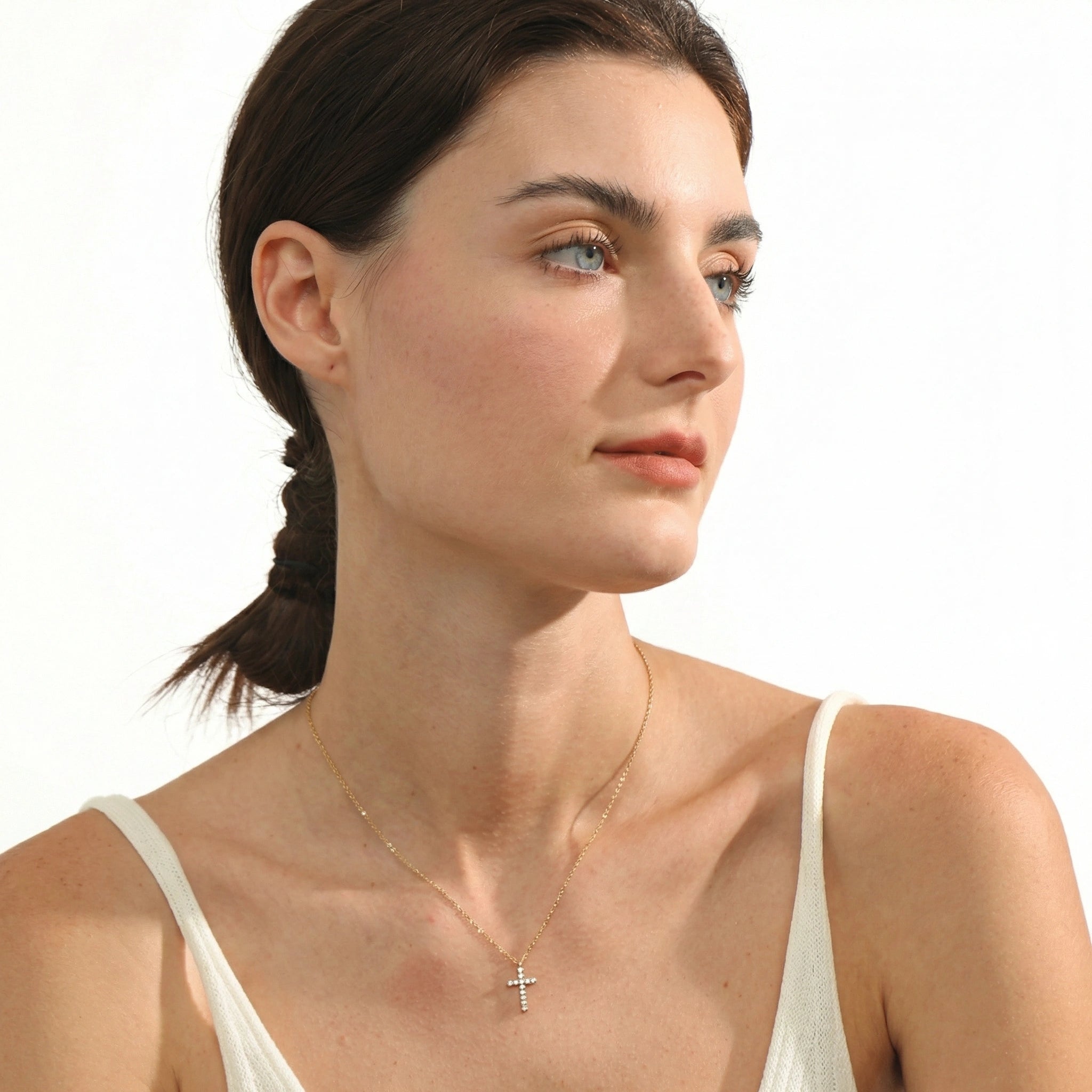 Zircon Cross Pendant Necklace