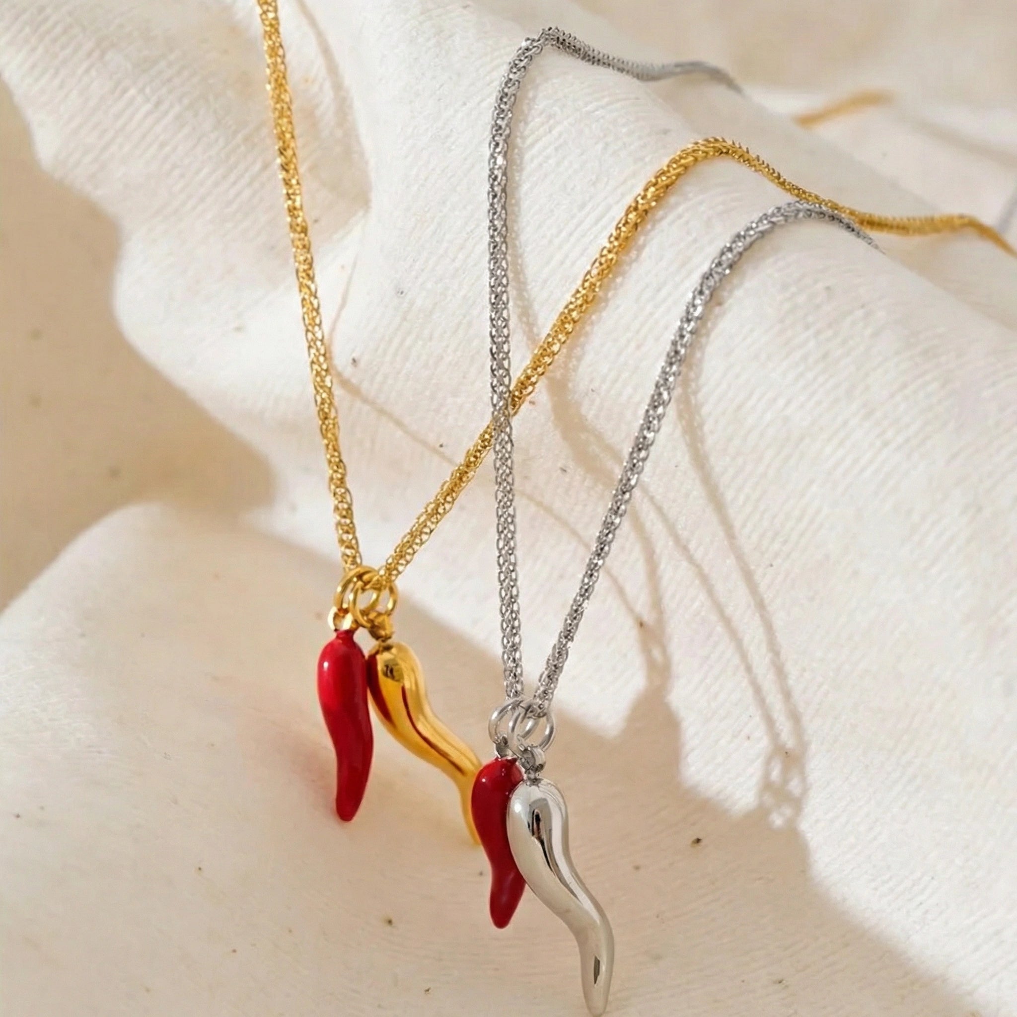 Enamel Chili Pendant Necklace
