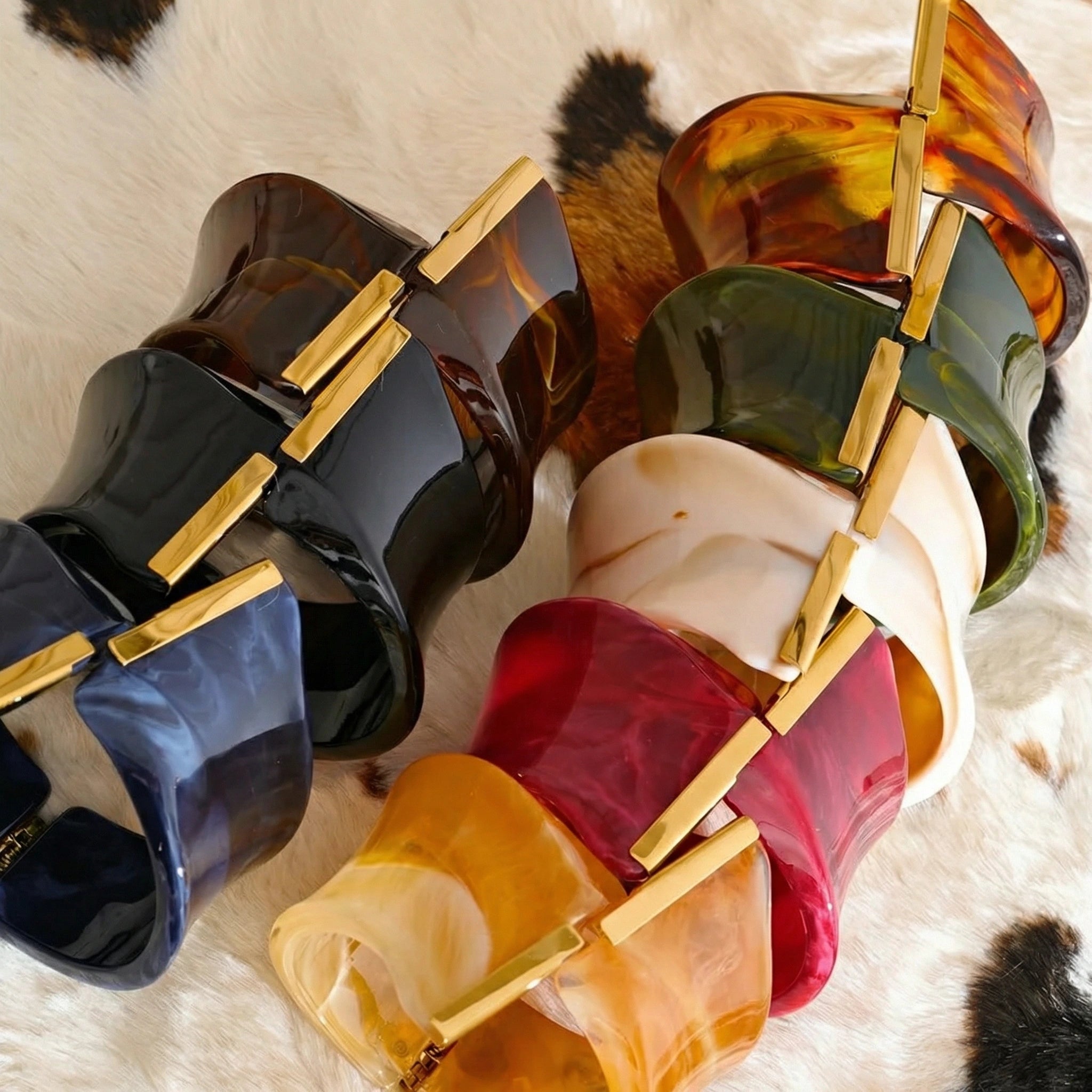 Sculptural Resin Statement Cuff Bracelet