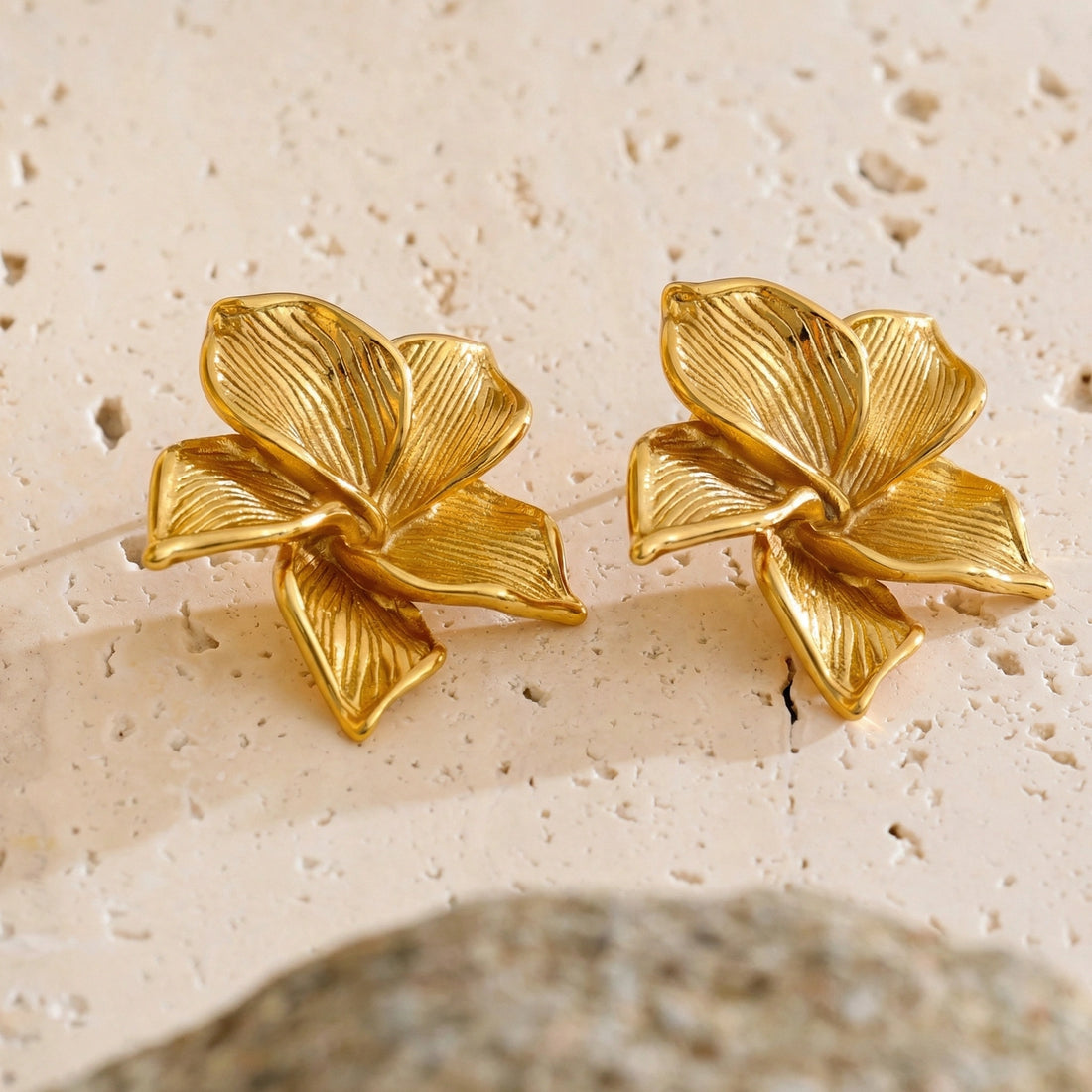 Statement Flower Stainless Steel Stud Earrings