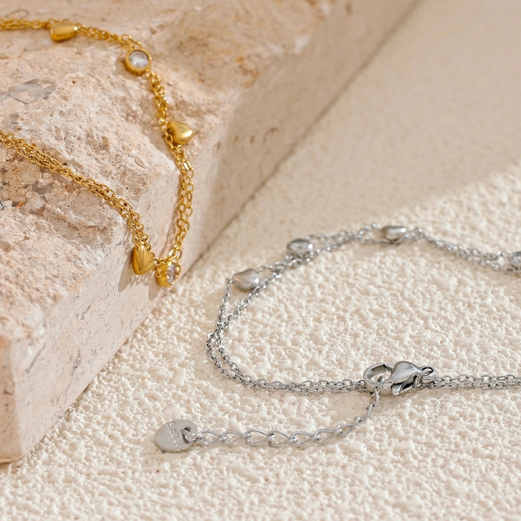 Double Layer Heart Chain Bracelet