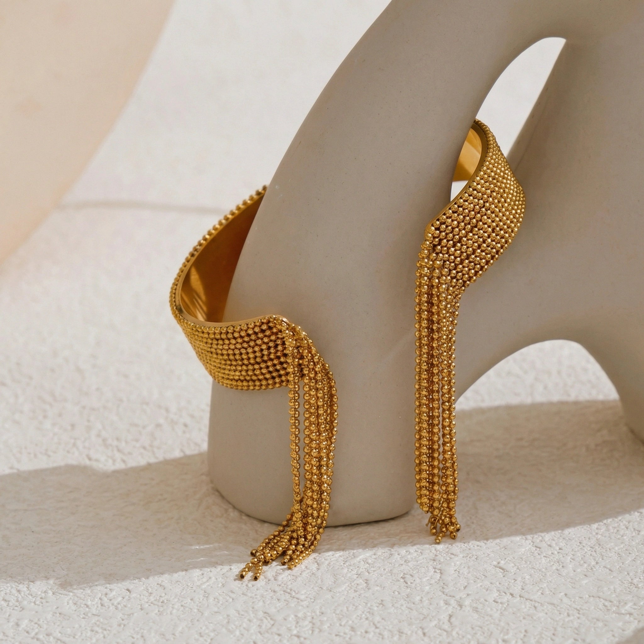 Chain Tassel Statement Cuff Bracelet