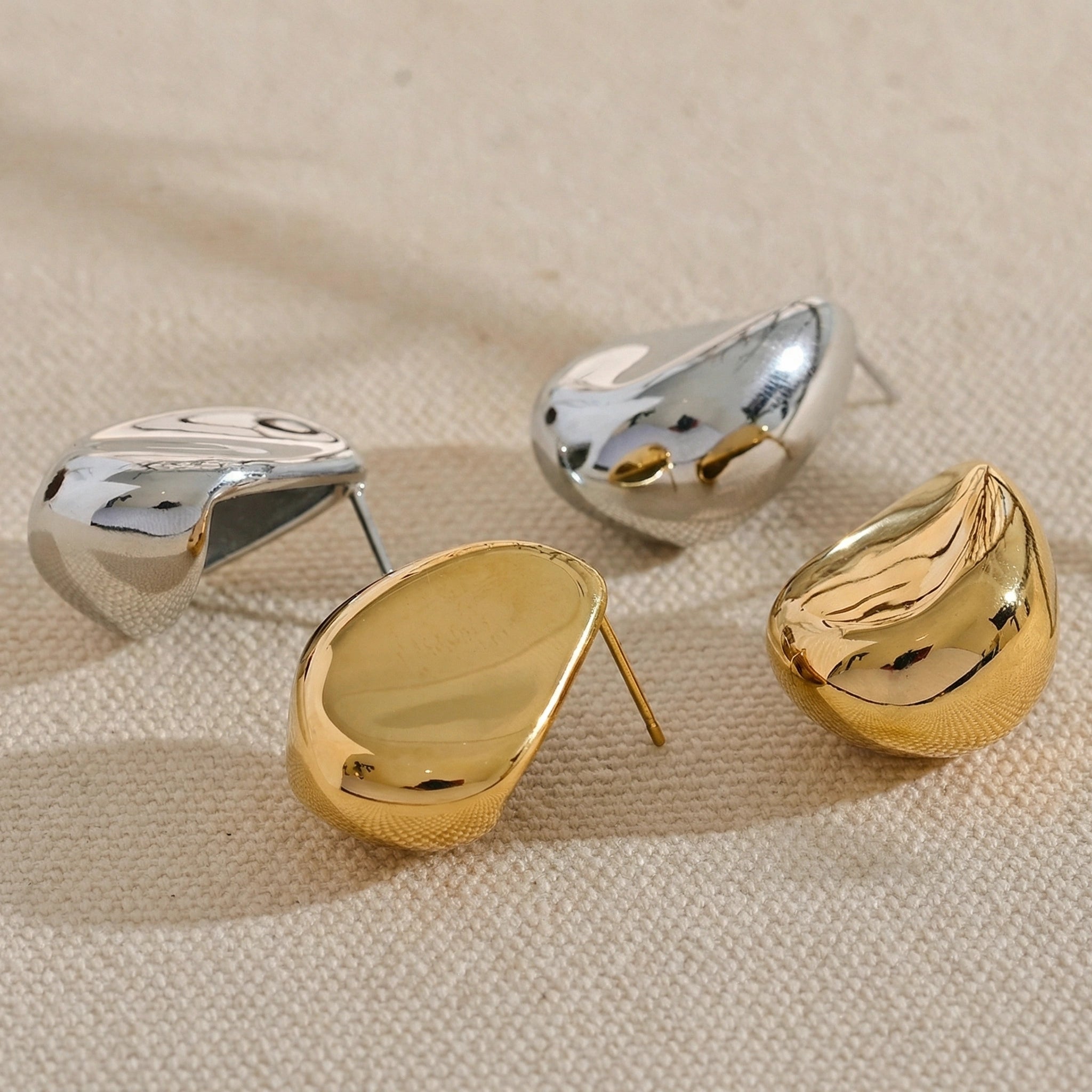 Smooth Geometric Stainless Steel Stud Earrings