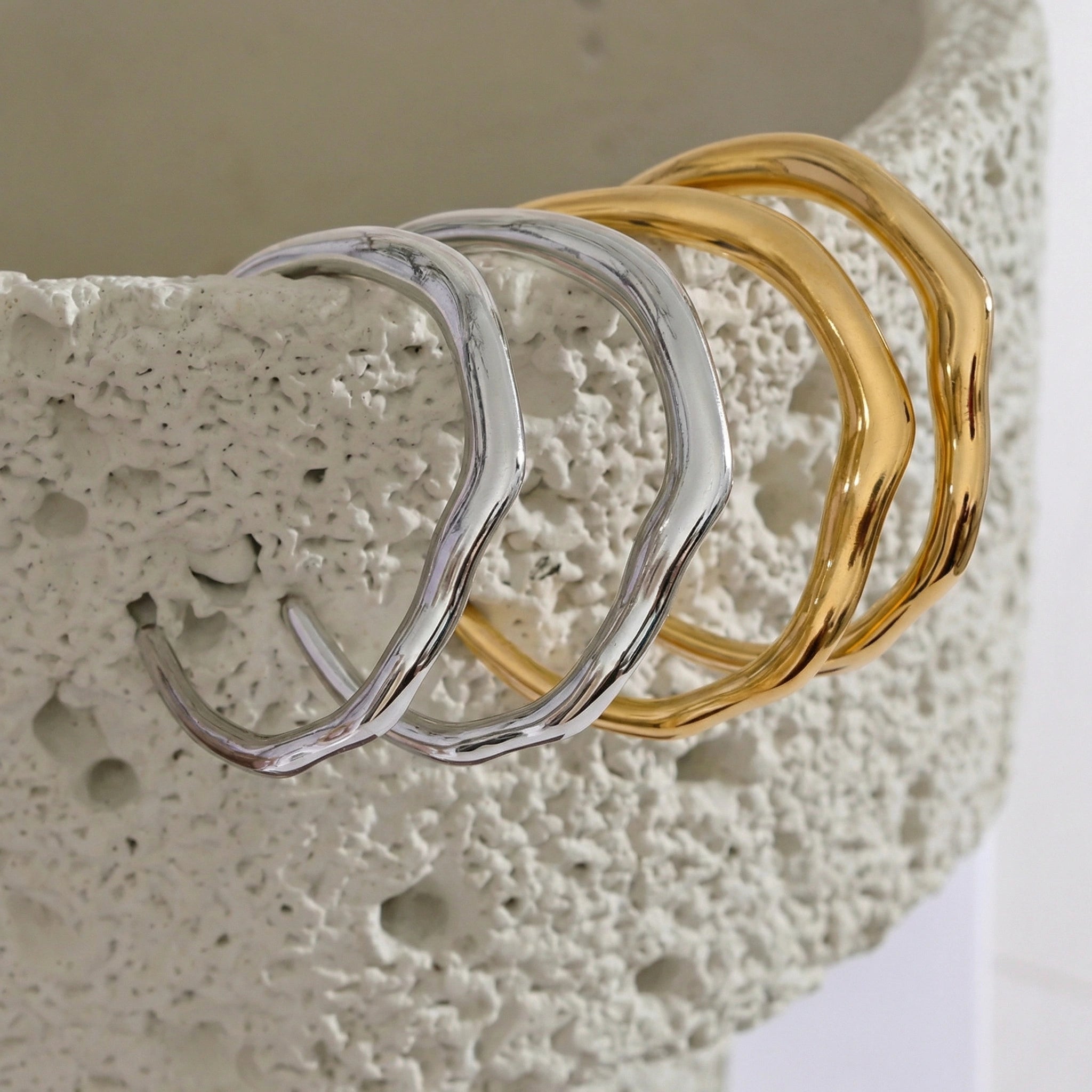 Geometric Oval Stainless Steel Hoop Earrings