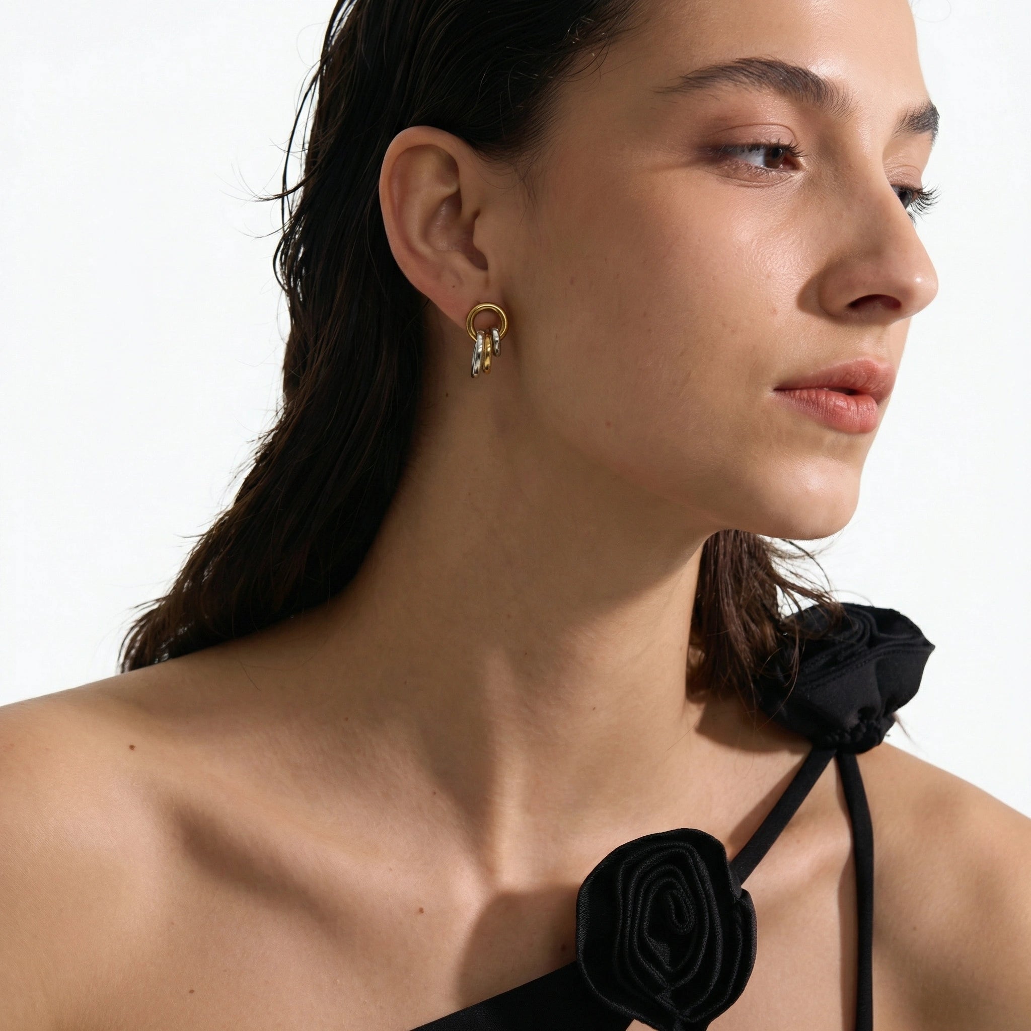 Multi Circle Stainless Steel Drop Earrings