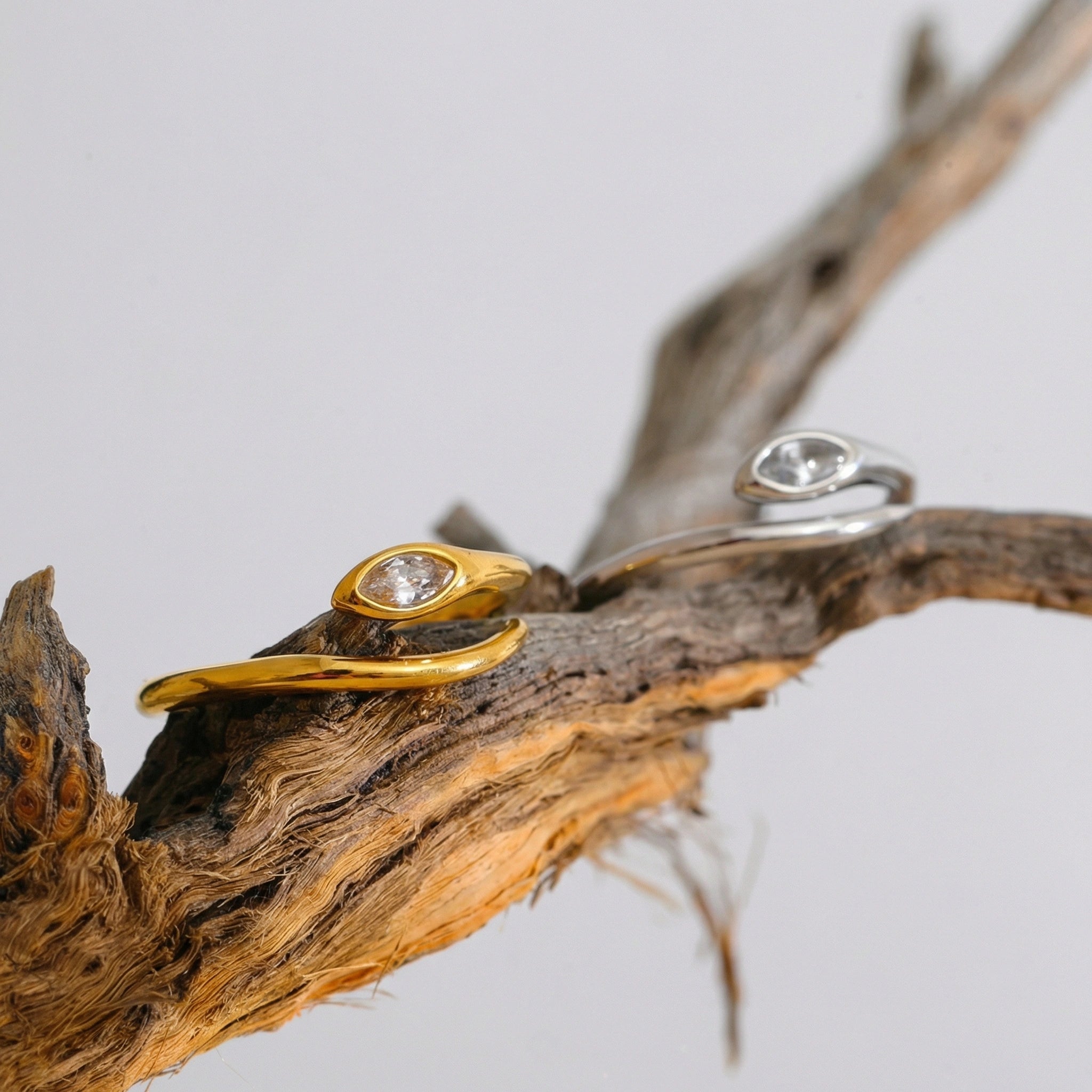 Minimal Snake Zircon Ring