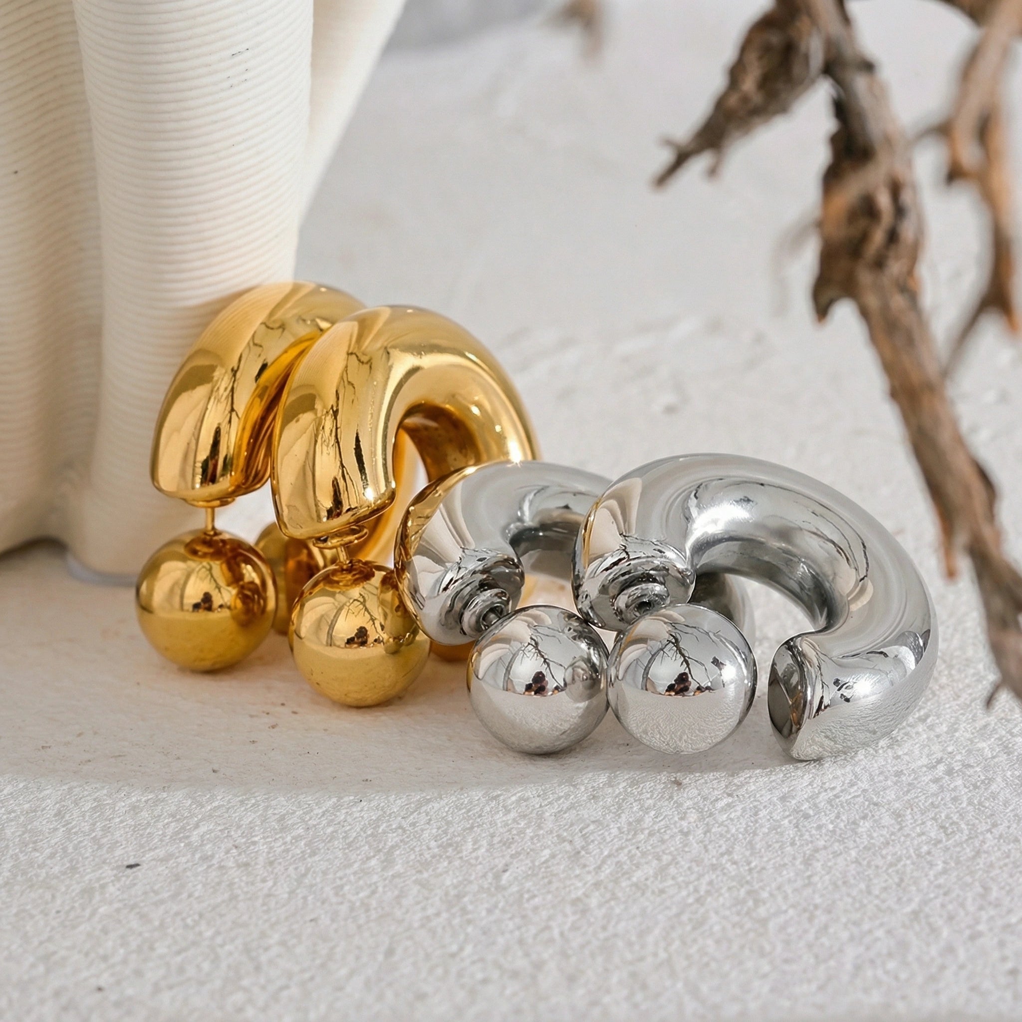 Chunky C Shape Stainless Steel Earrings