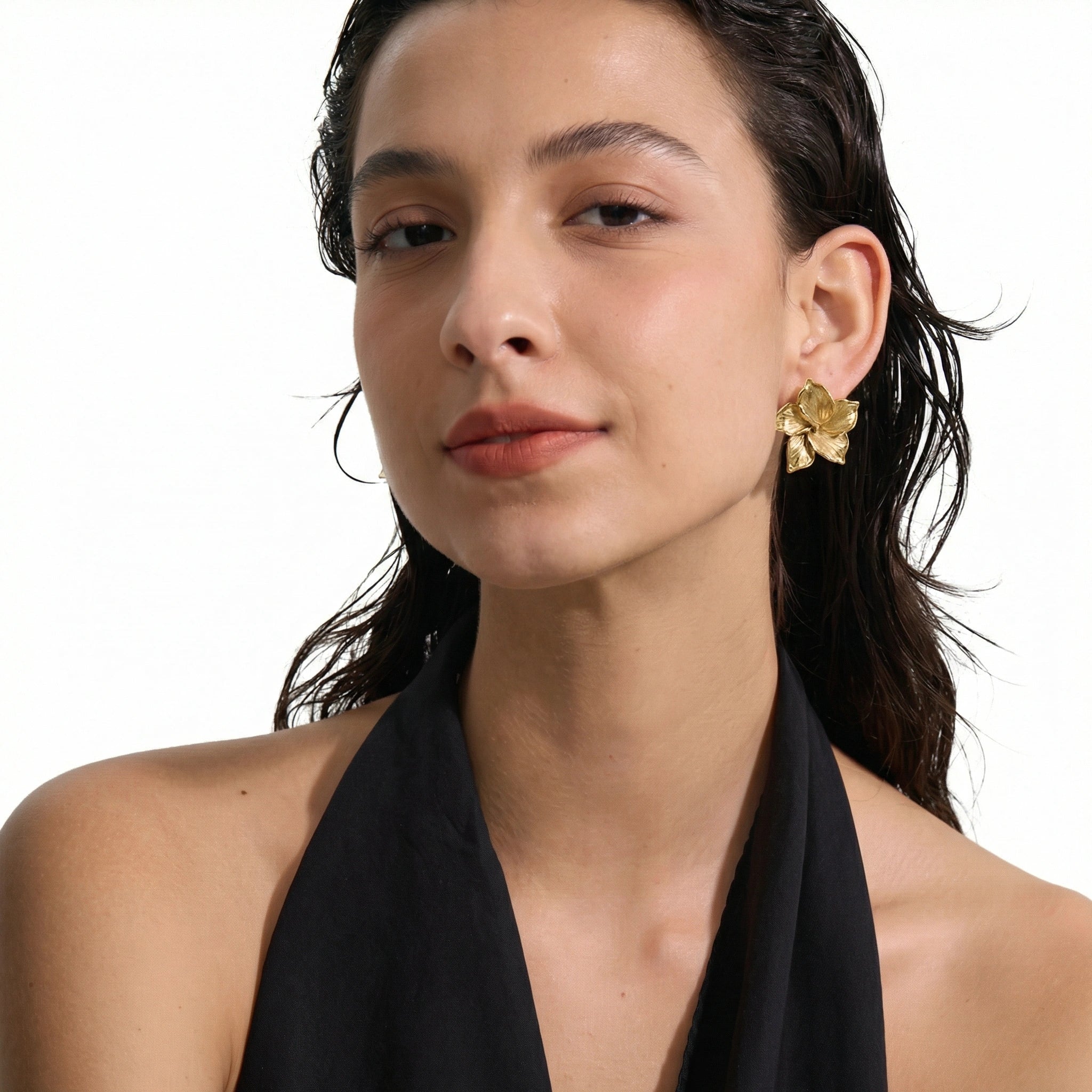 Statement Flower Stainless Steel Stud Earrings