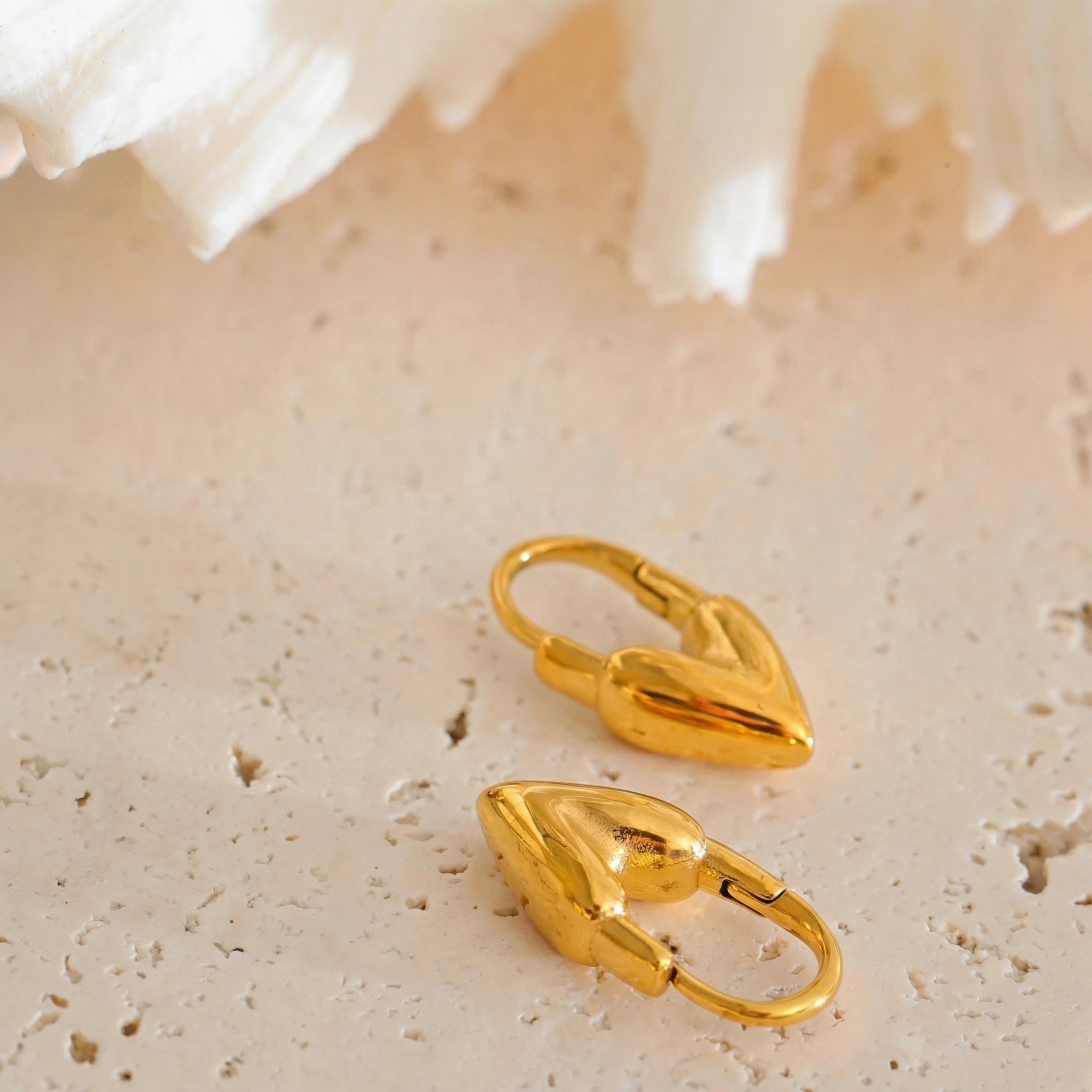 Heart Lock Stainless Steel Hoop Earrings