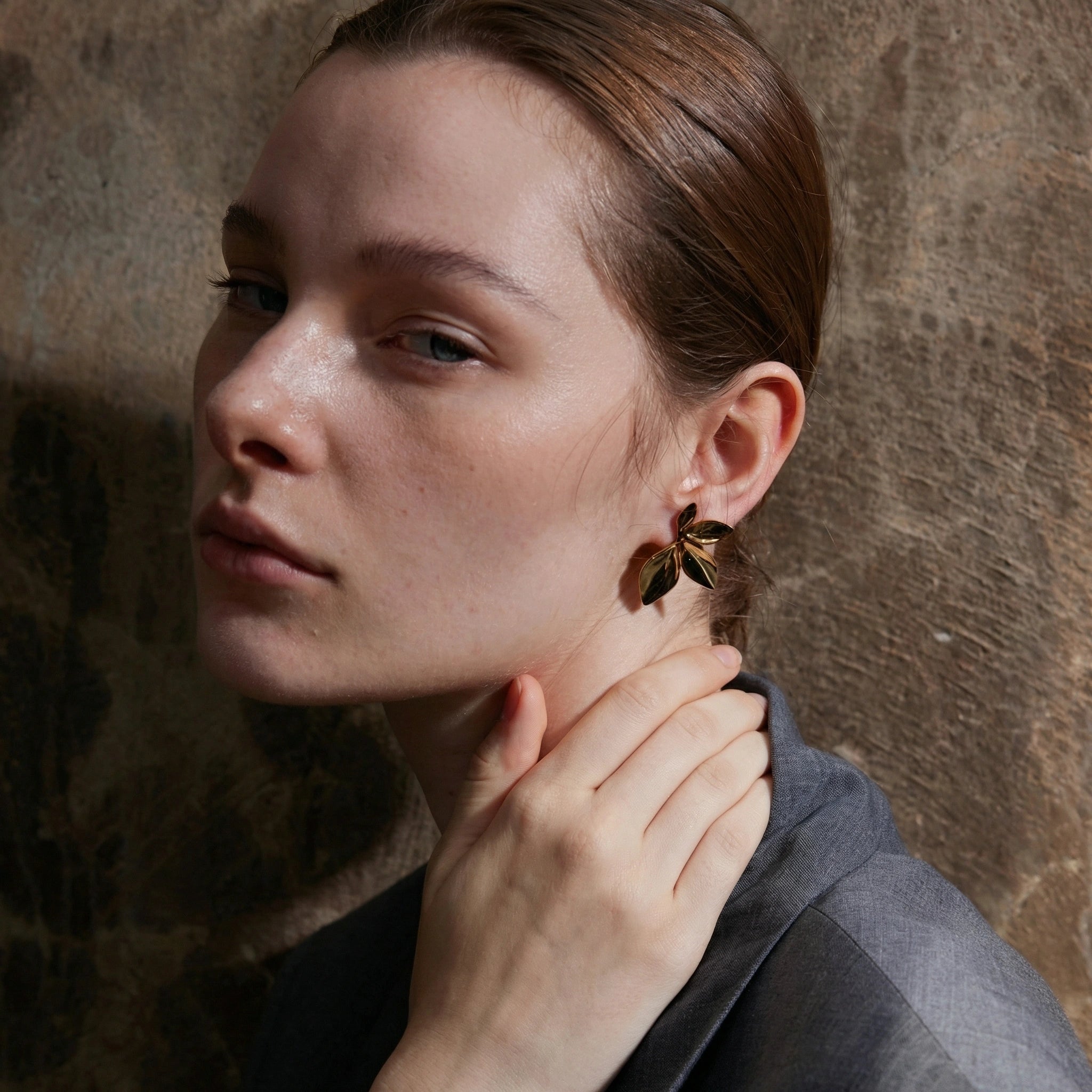 Leaf Flower Stud Earrings