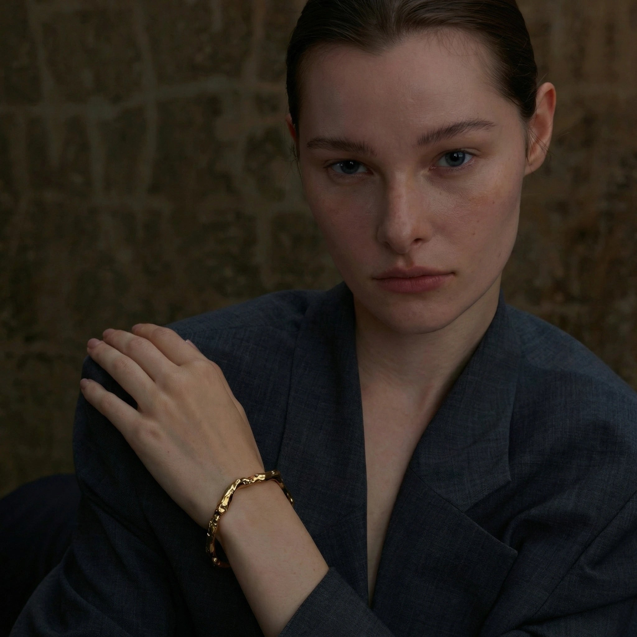 Hammered Sculptural Cuff Bracelet