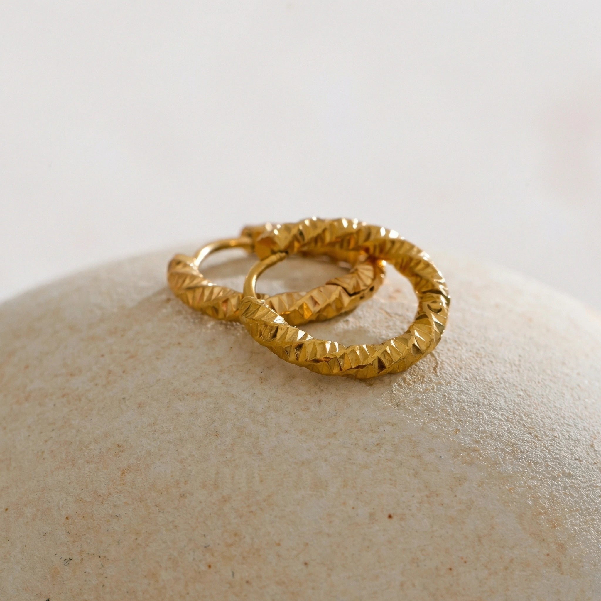 Textured Stainless Steel Hoop Earrings