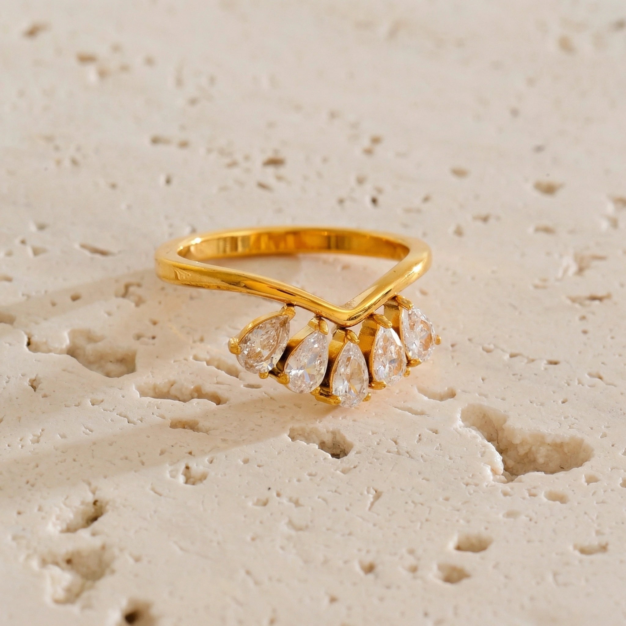 Pear Drop Zircon Cluster Ring