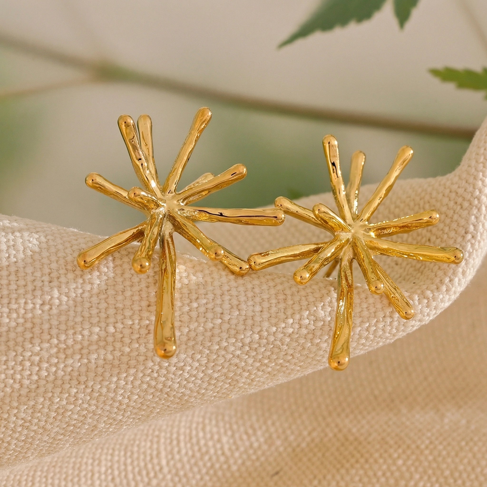 Firework Cast Stainless Steel Stud Earrings