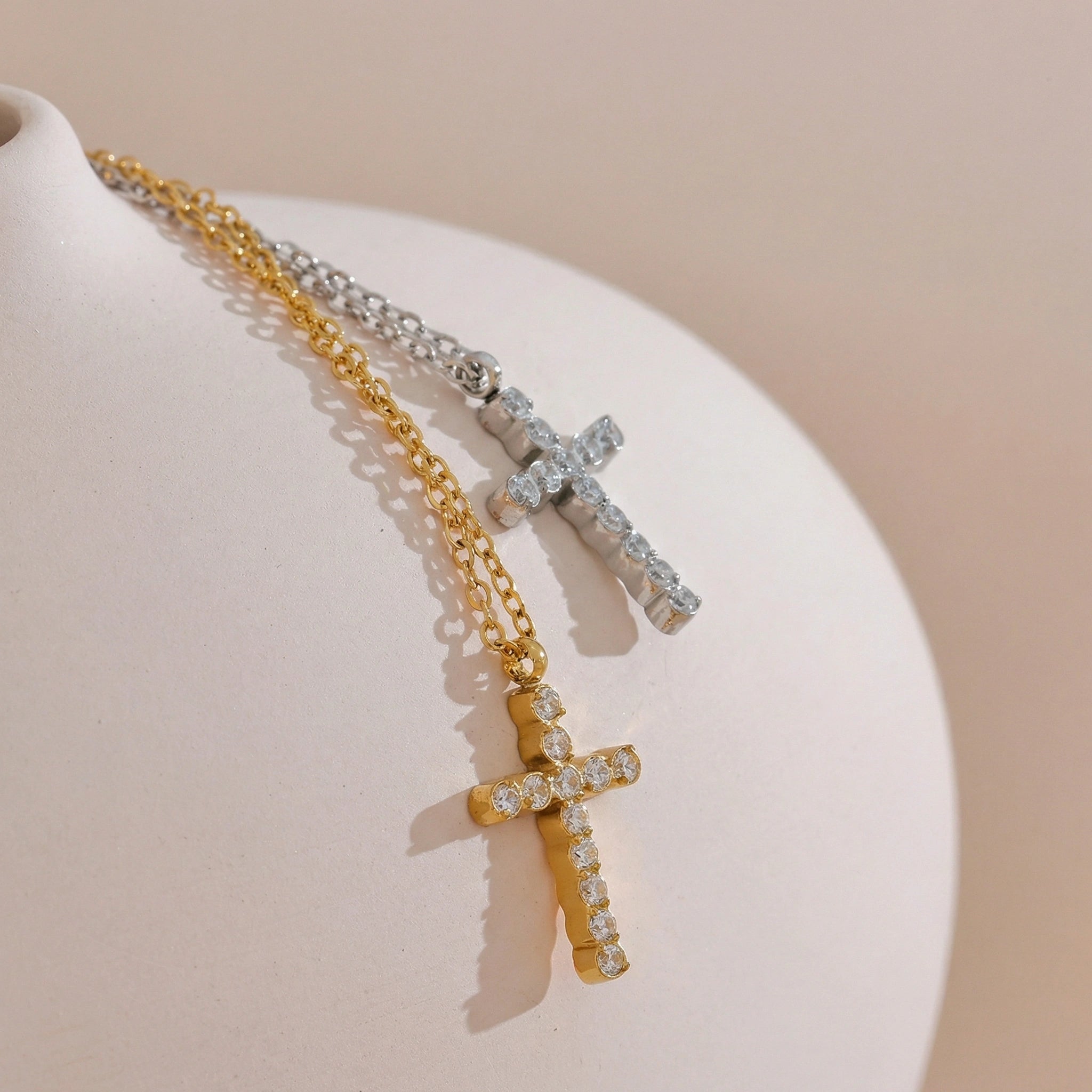 Zircon Cross Pendant Necklace