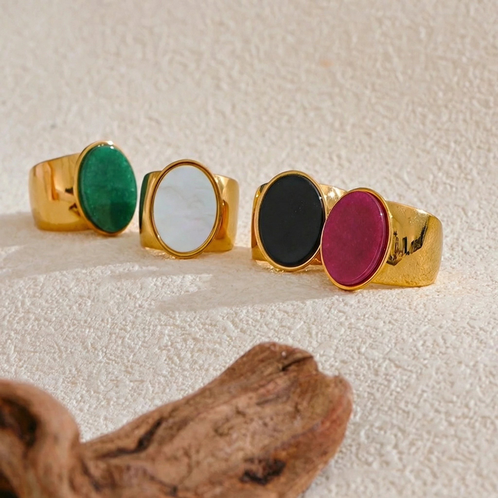 Wide Oval Stone Statement Ring