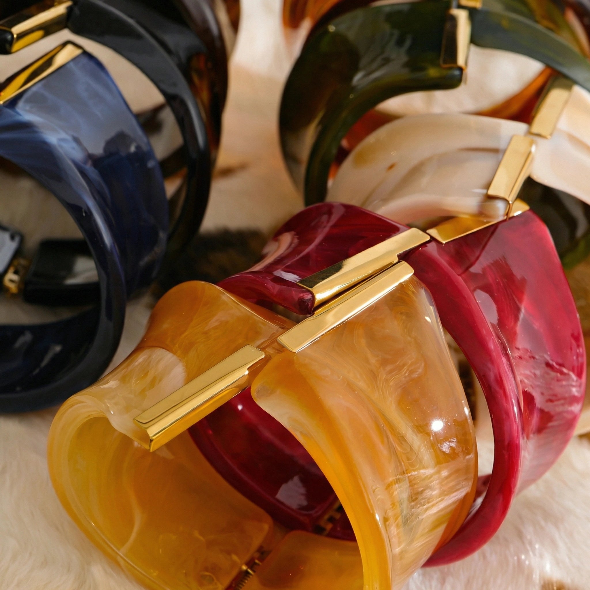 Sculptural Resin Statement Cuff Bracelet