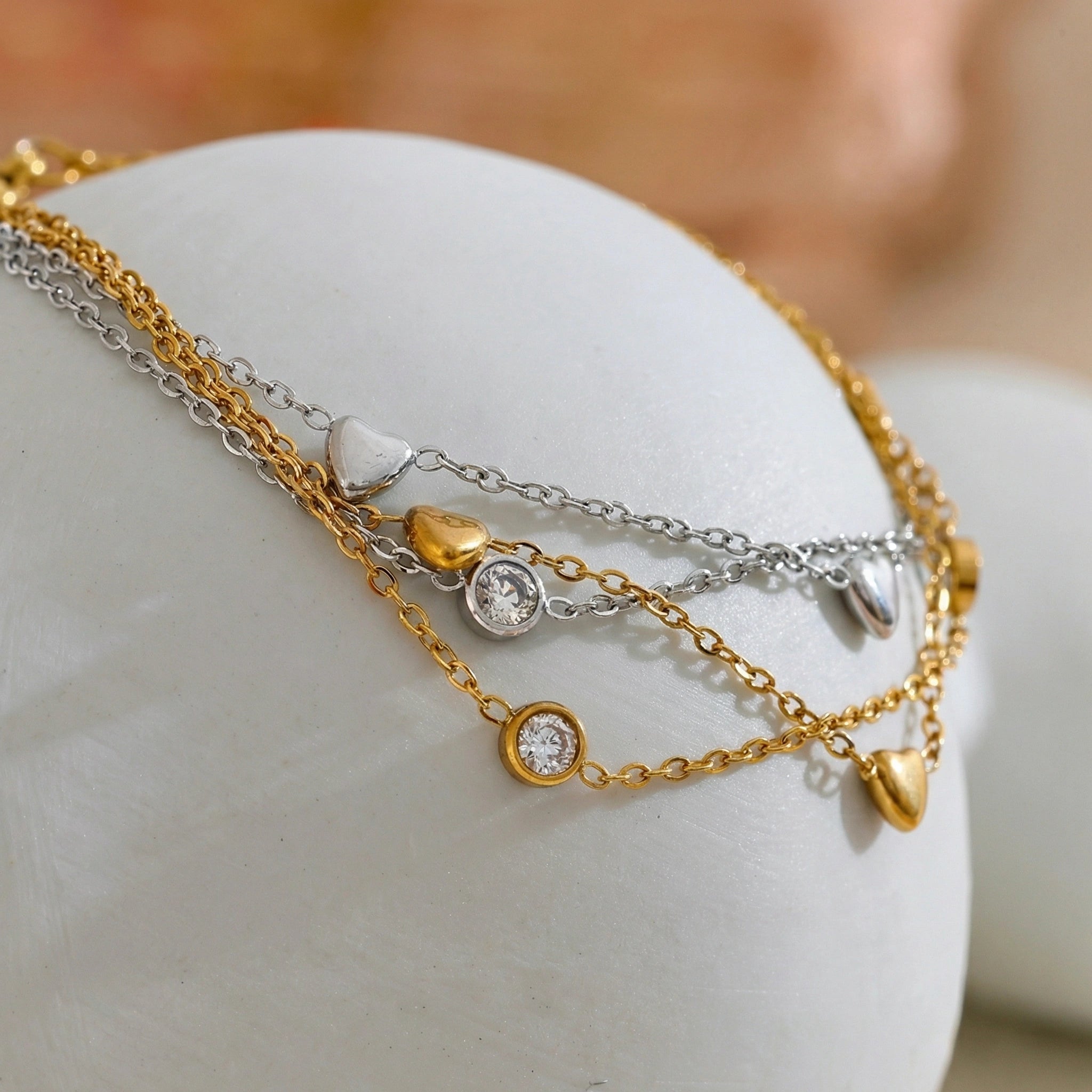 Double Layer Heart Chain Bracelet