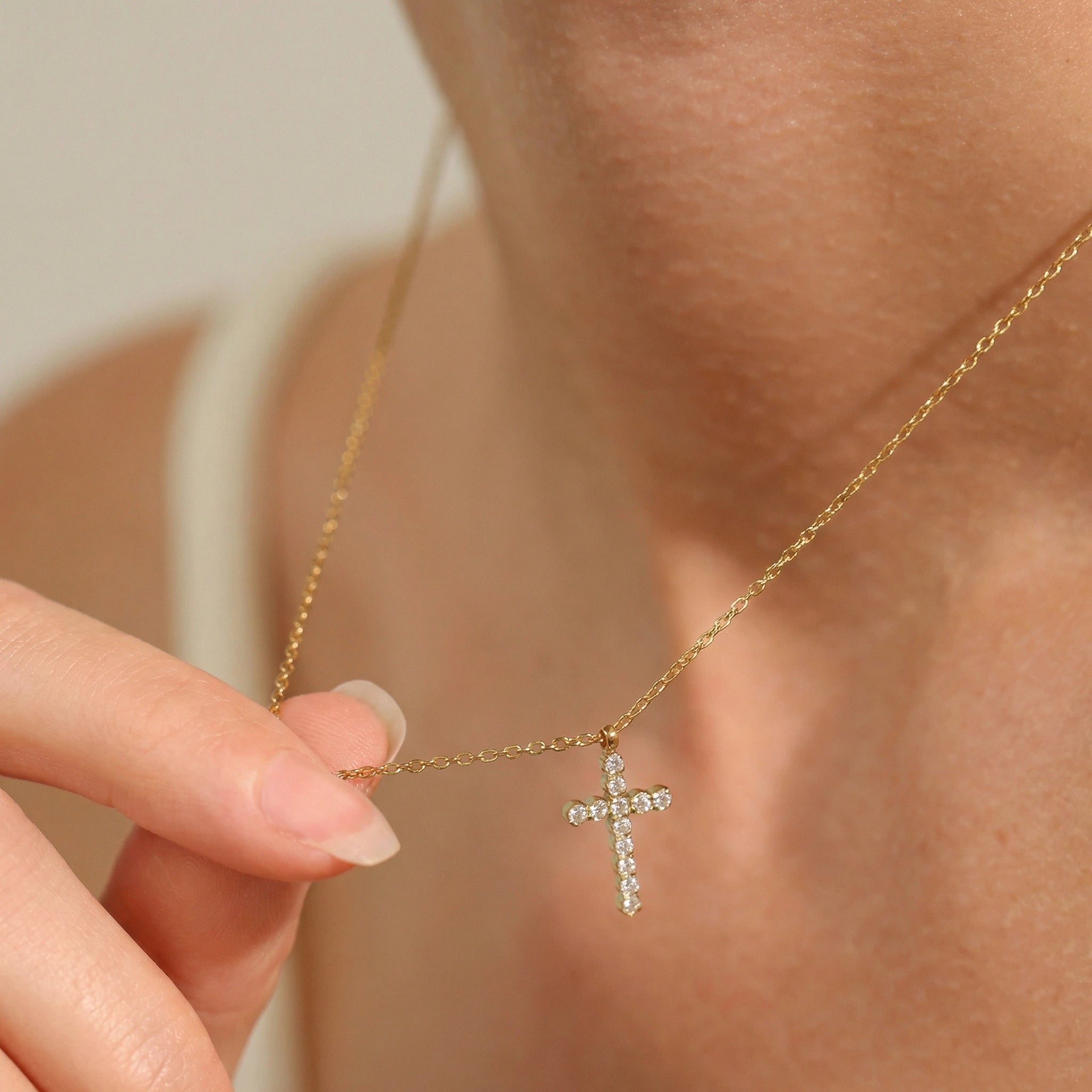 Zircon Cross Pendant Necklace
