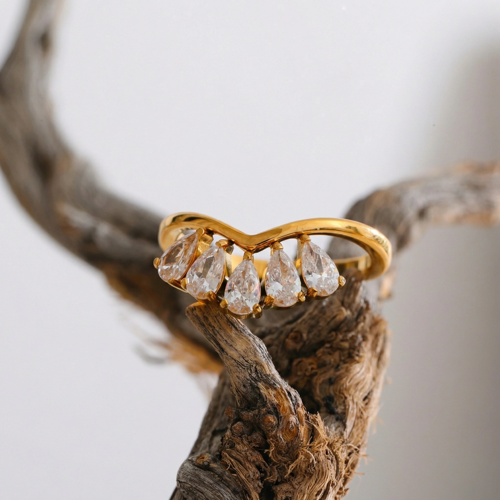 Pear Drop Zircon Cluster Ring