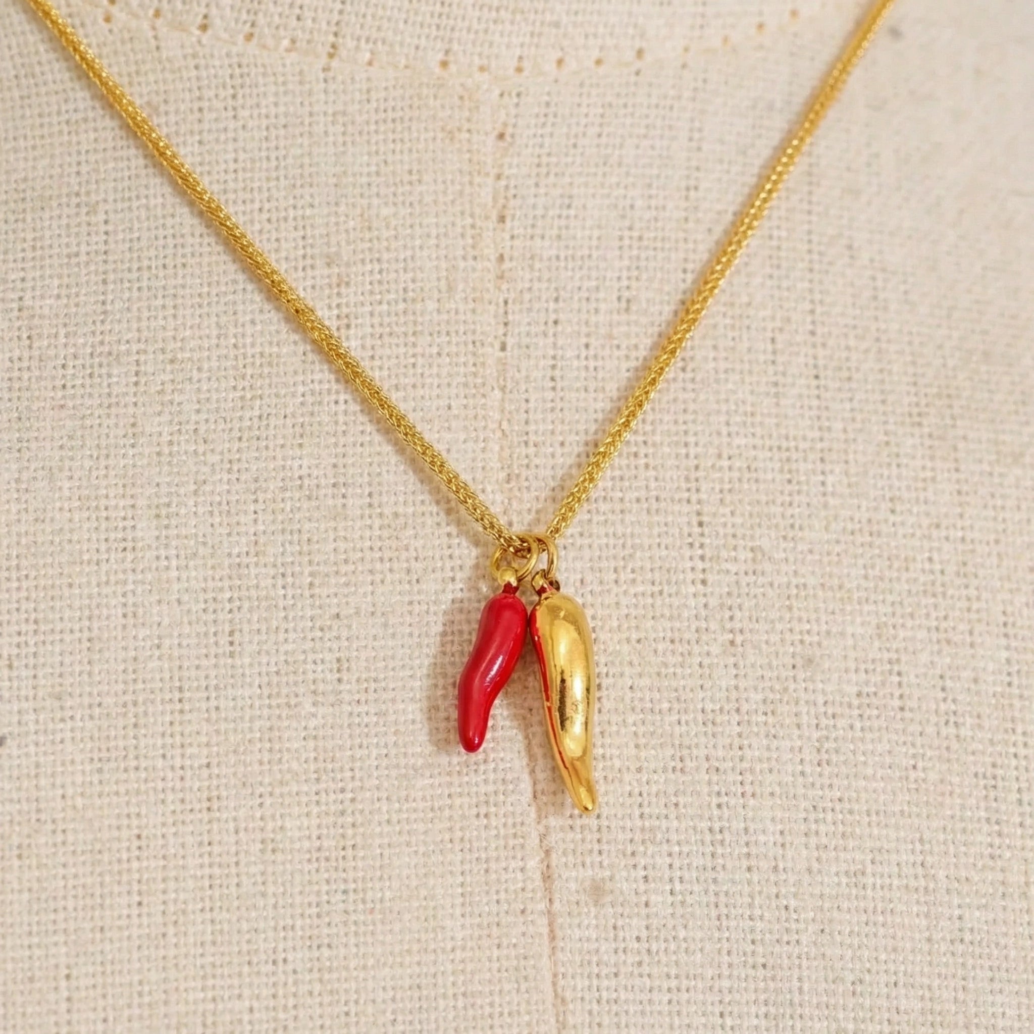 Enamel Chili Pendant Necklace