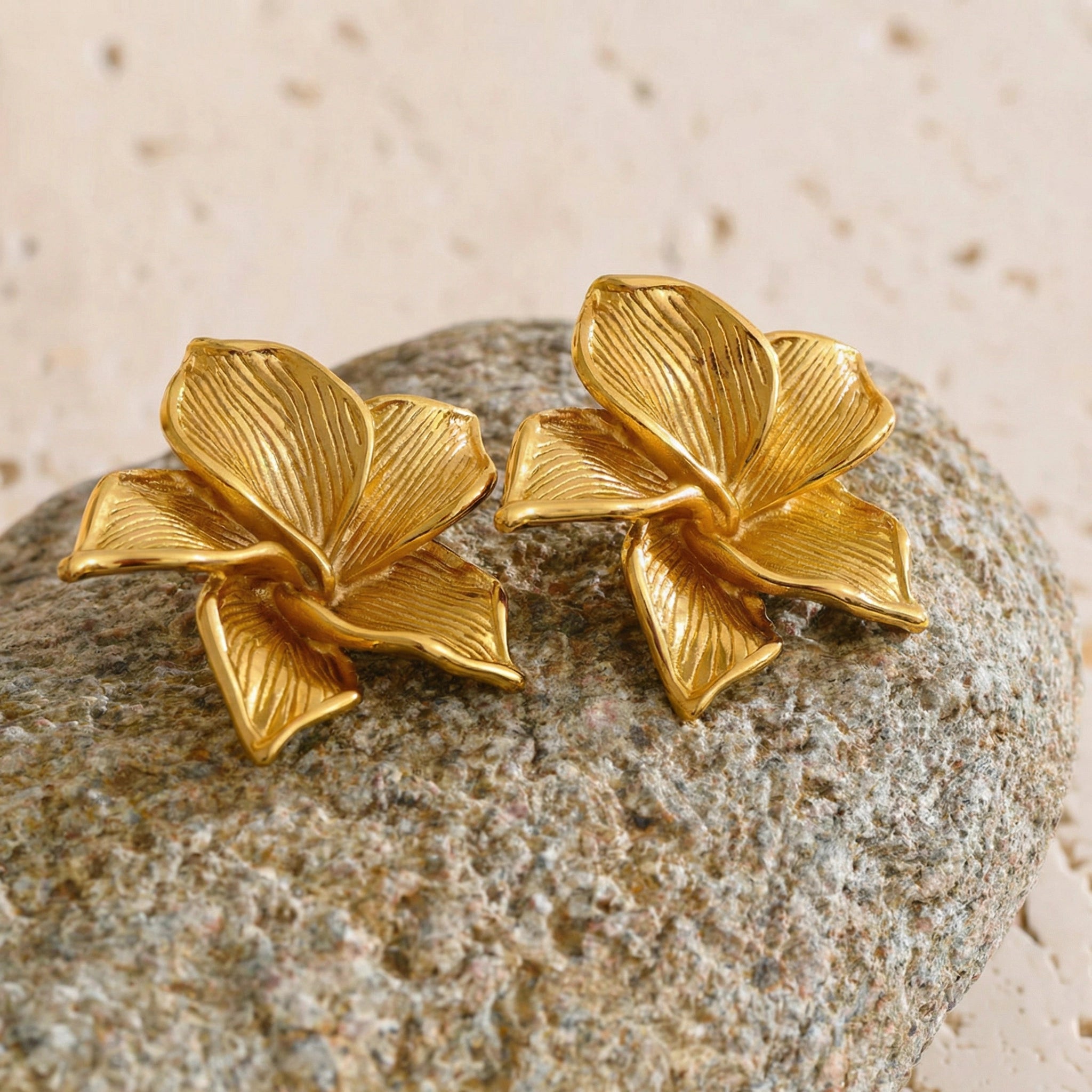Statement Flower Stainless Steel Stud Earrings