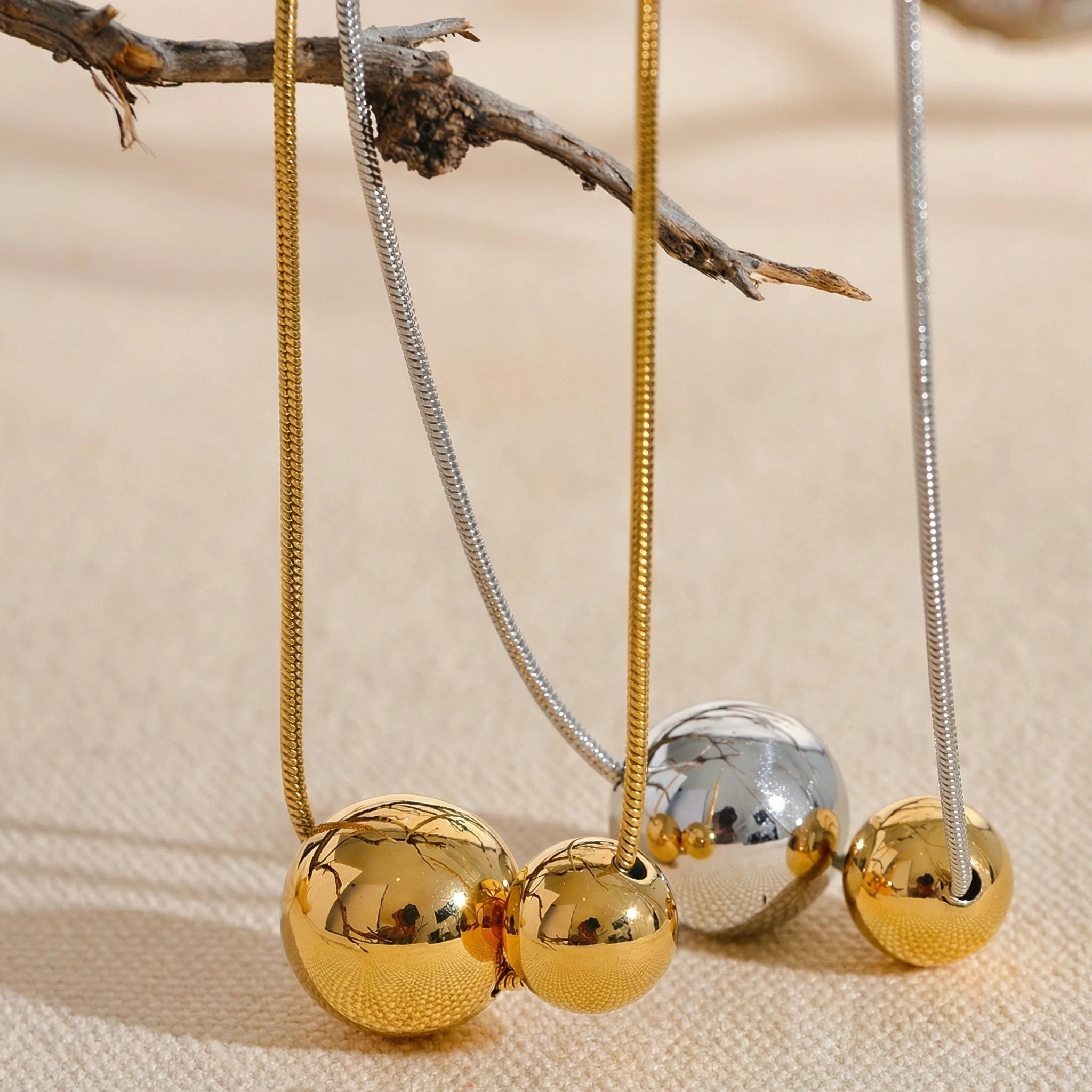 Double Sphere Pendant Necklace