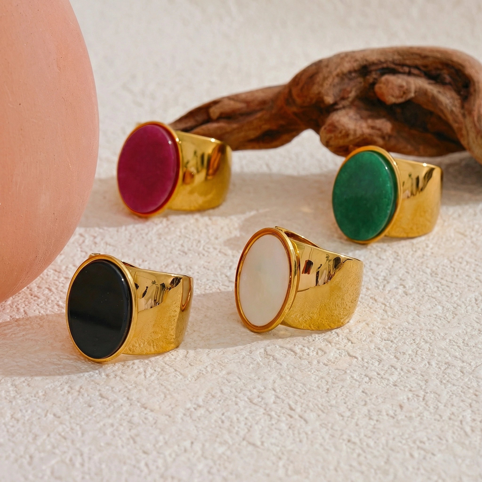 Wide Oval Stone Statement Ring