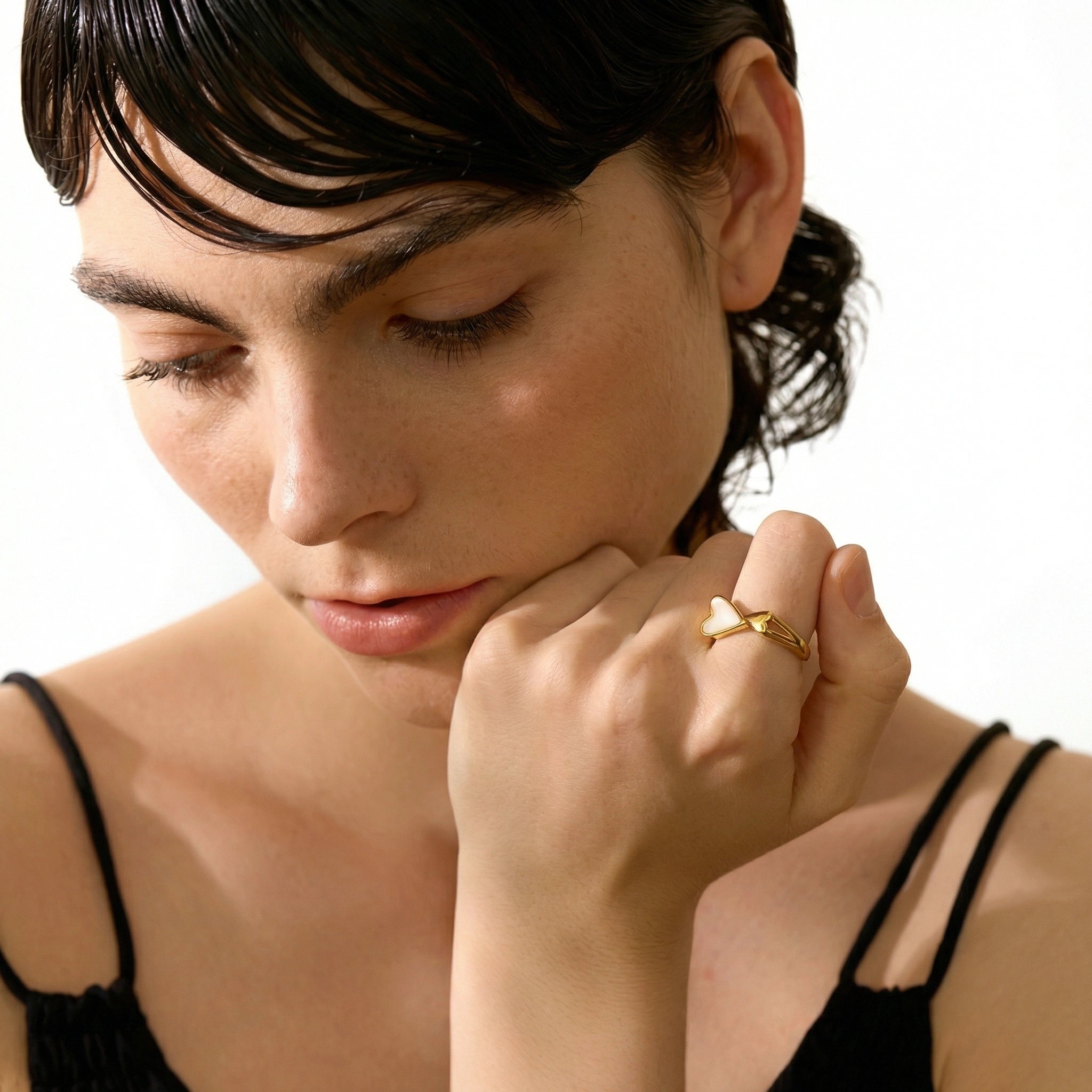 Shell Heart Stainless Steel Ring