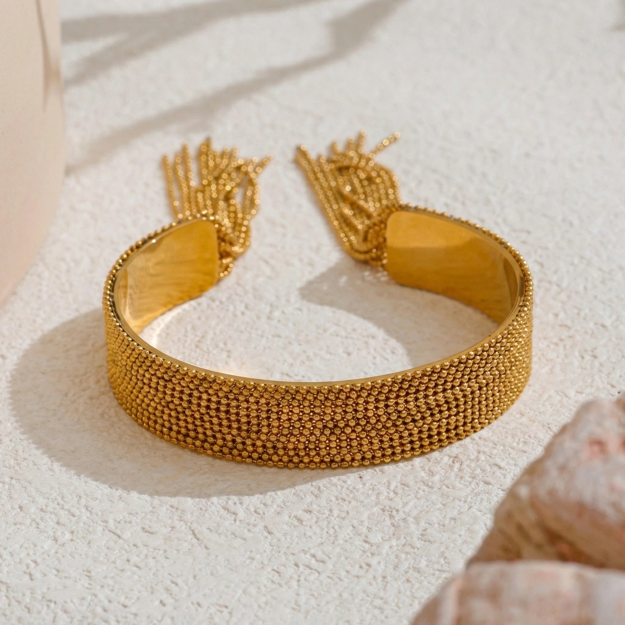 Chain Tassel Statement Cuff Bracelet