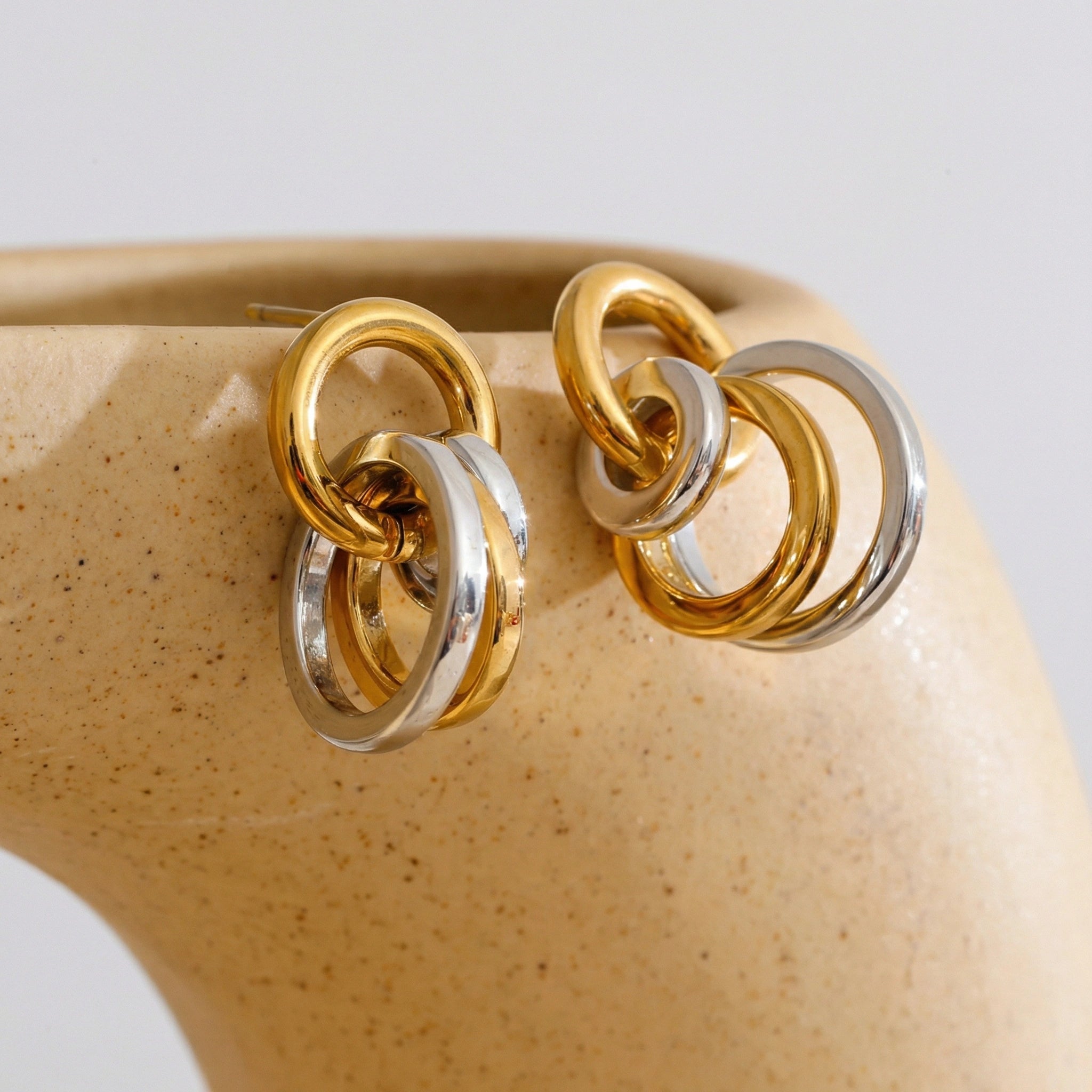 Multi Circle Stainless Steel Drop Earrings