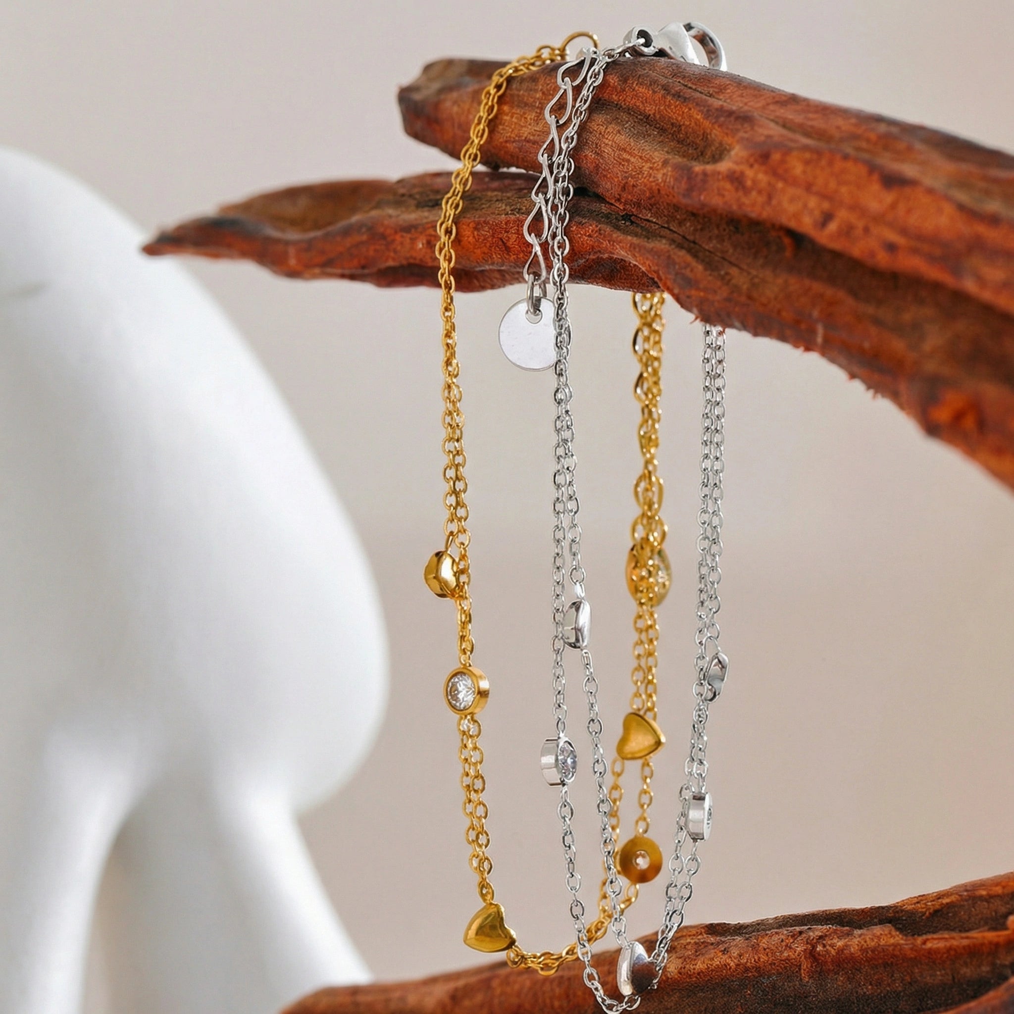 Double Layer Heart Chain Bracelet