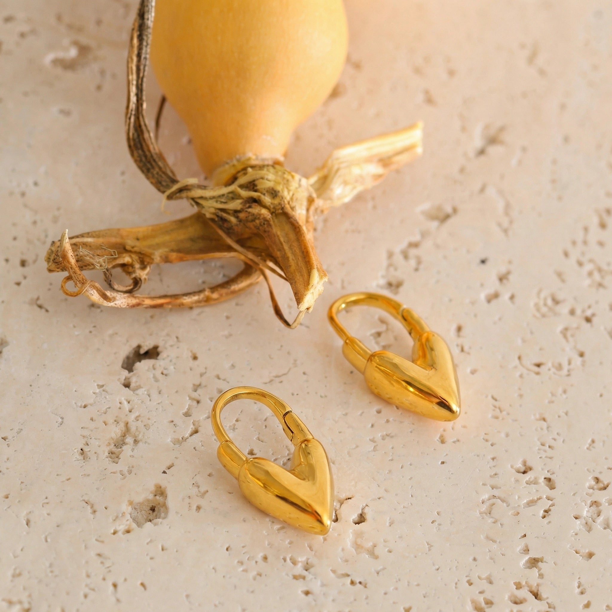 Heart Lock Stainless Steel Hoop Earrings