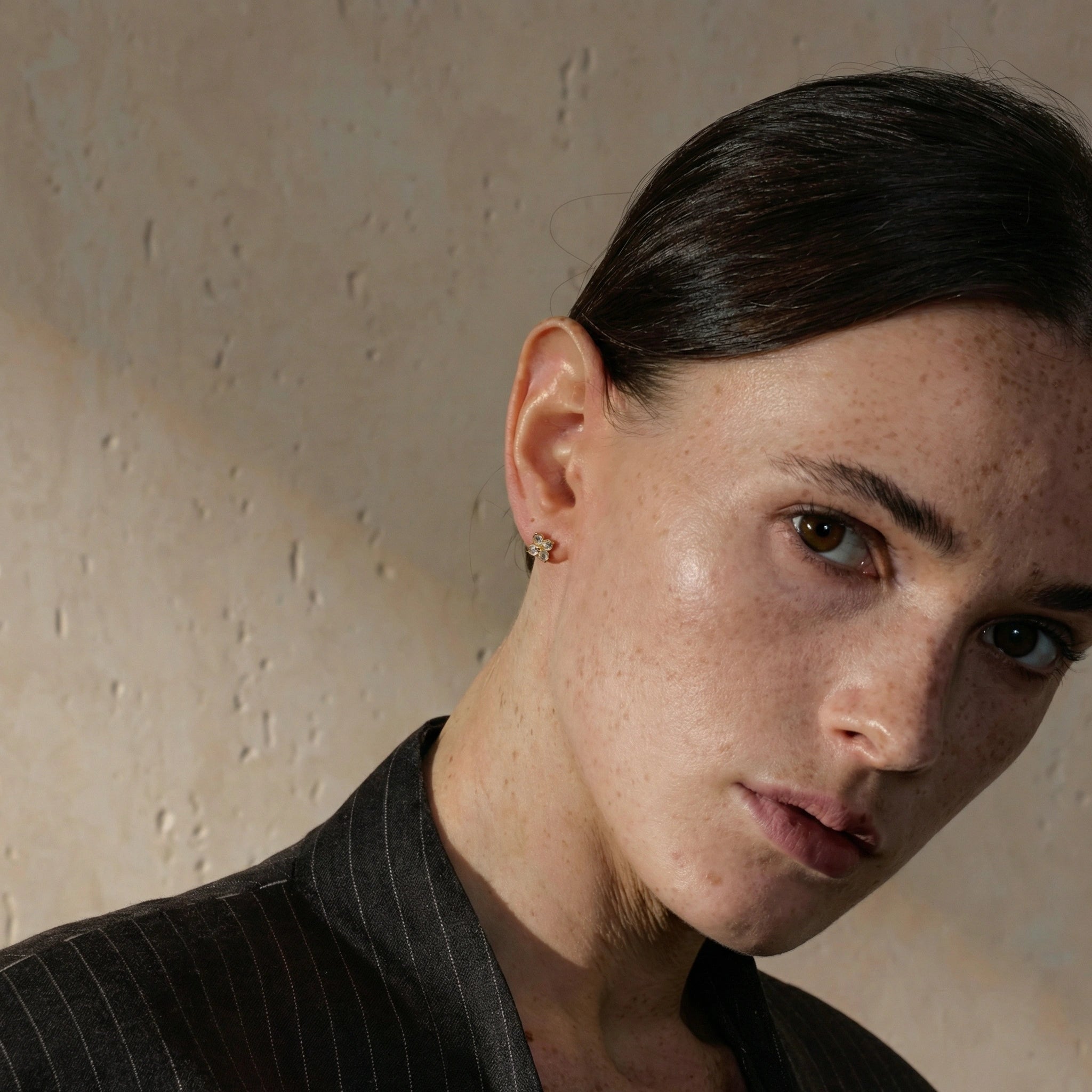 Cubic Zirconia Flower Stud Earrings