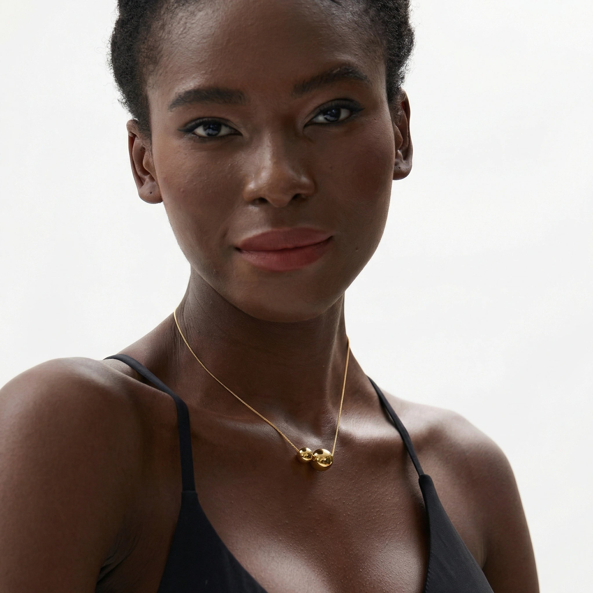 Double Sphere Pendant Necklace