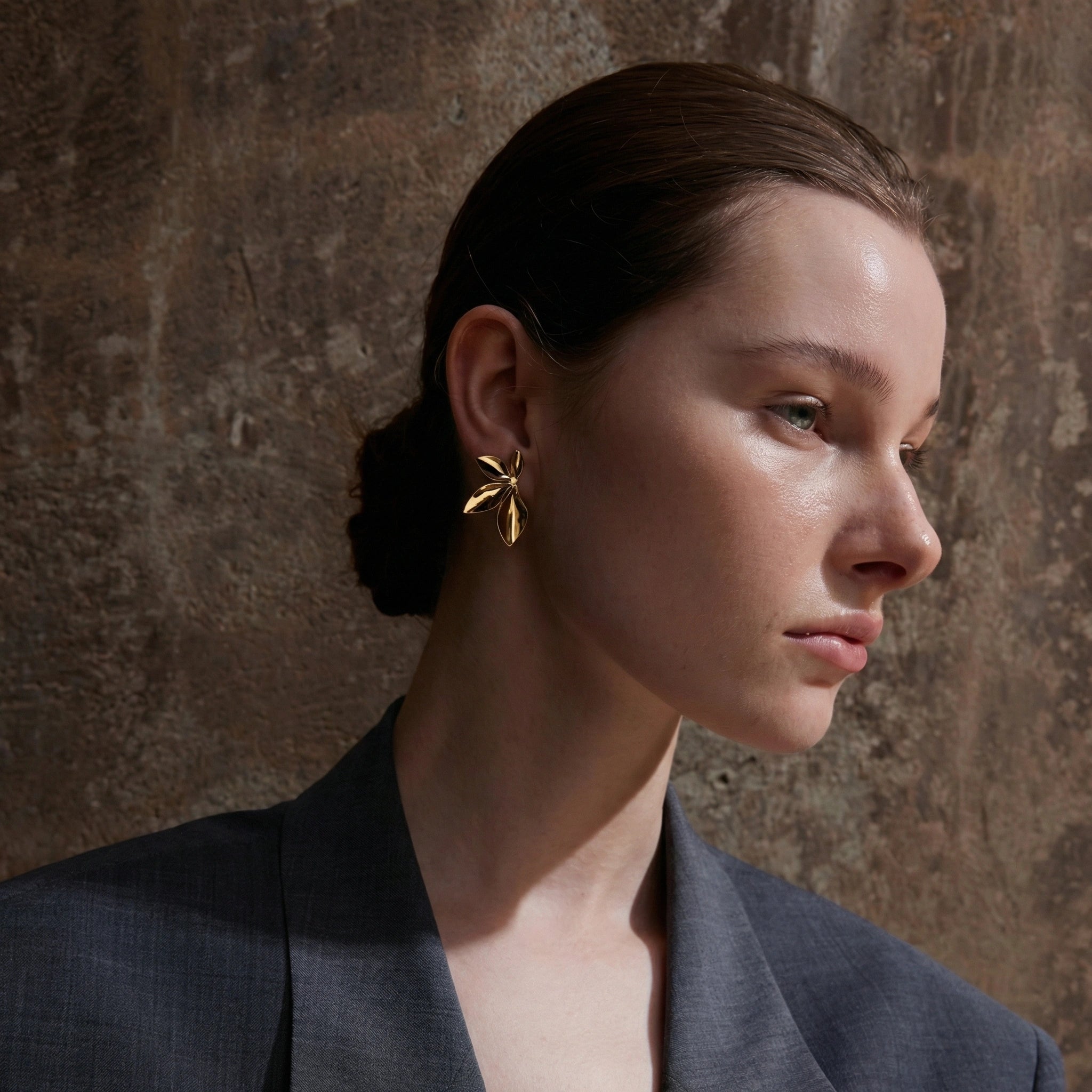 Leaf Flower Stud Earrings