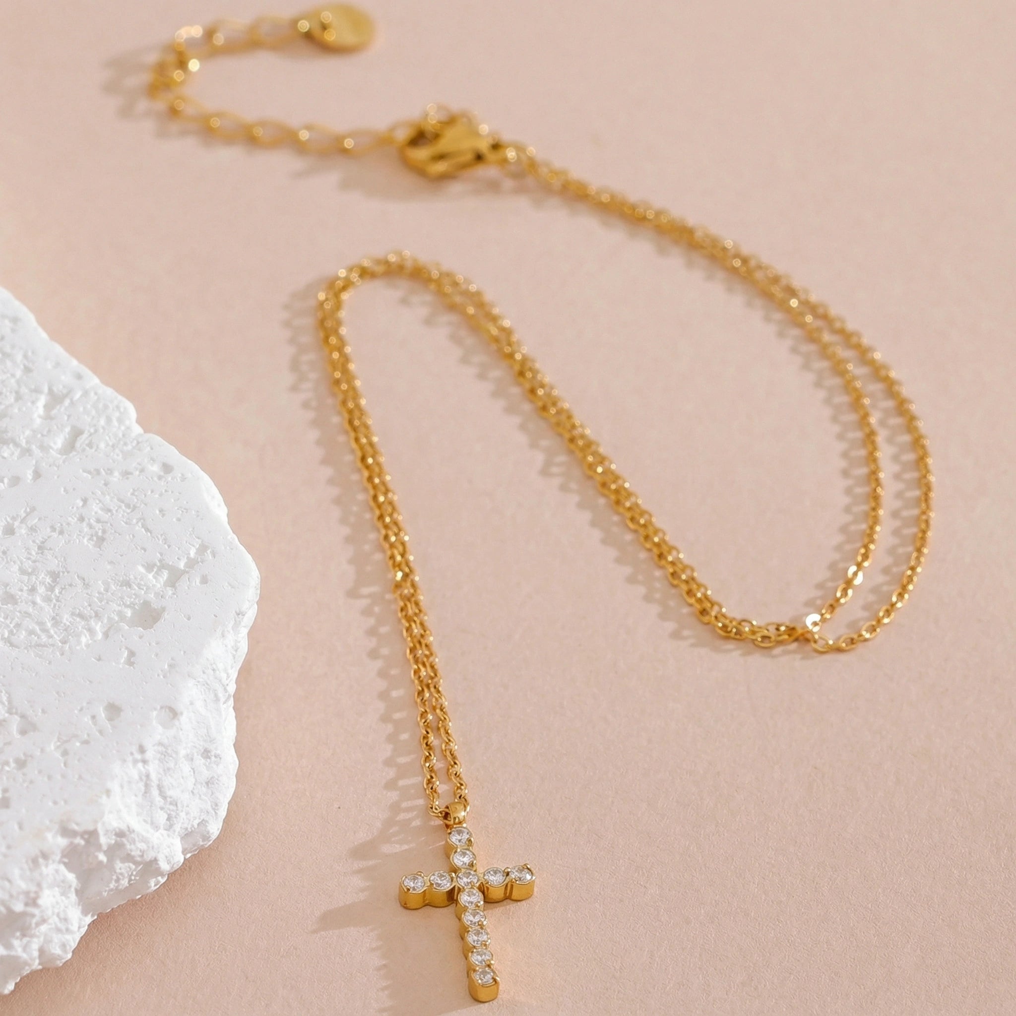 Zircon Cross Pendant Necklace