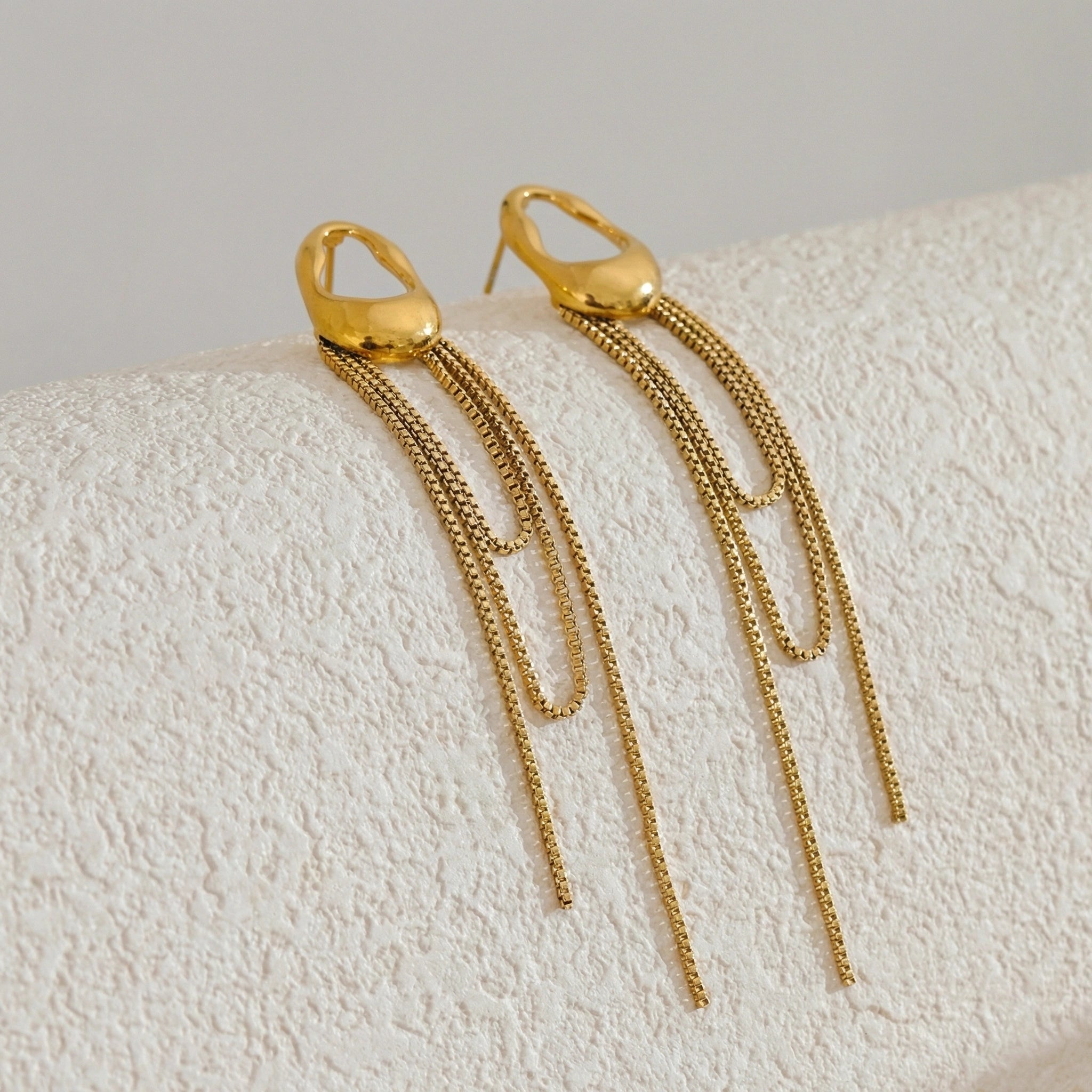 Geometric Tassel Chain Earrings