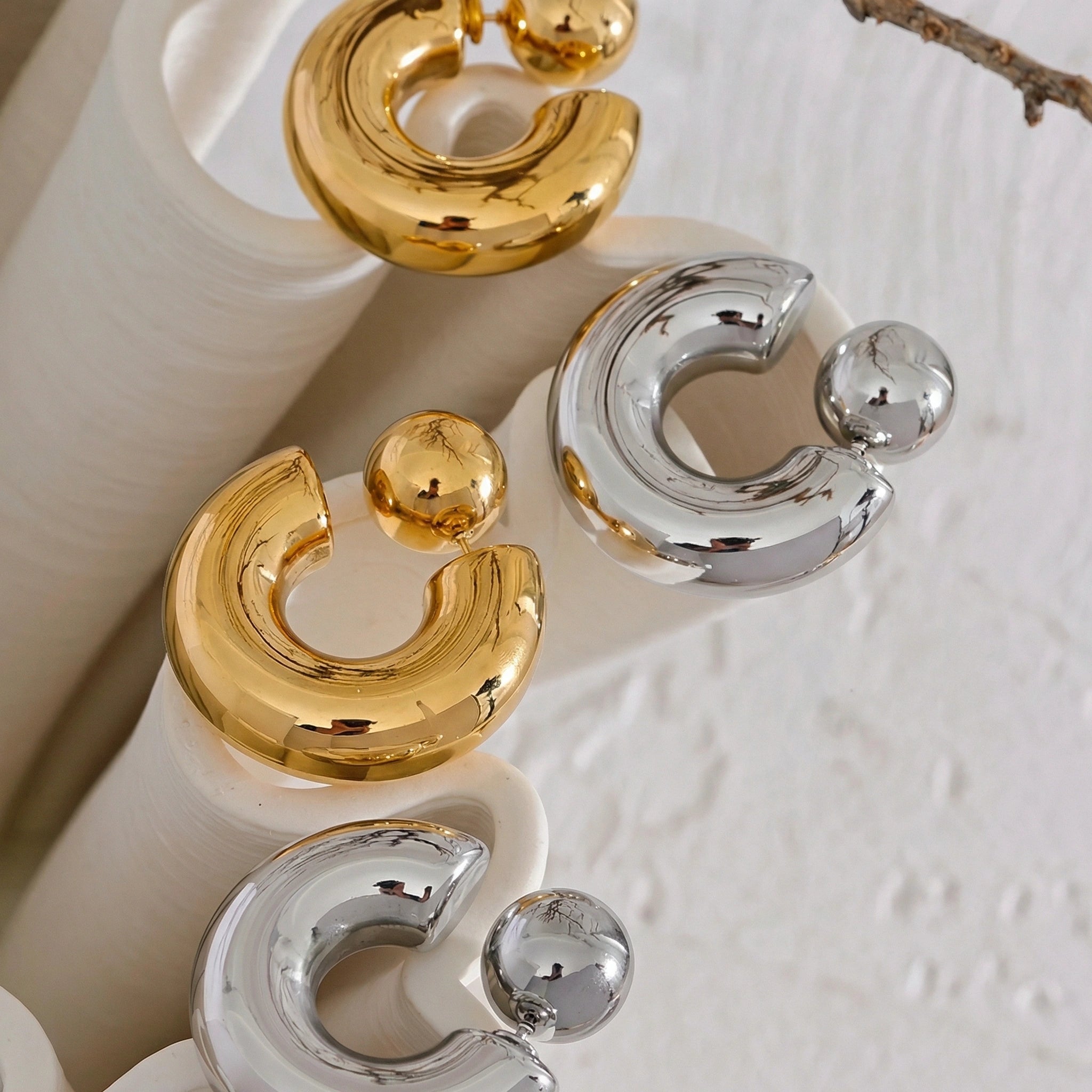 Chunky C Shape Stainless Steel Earrings