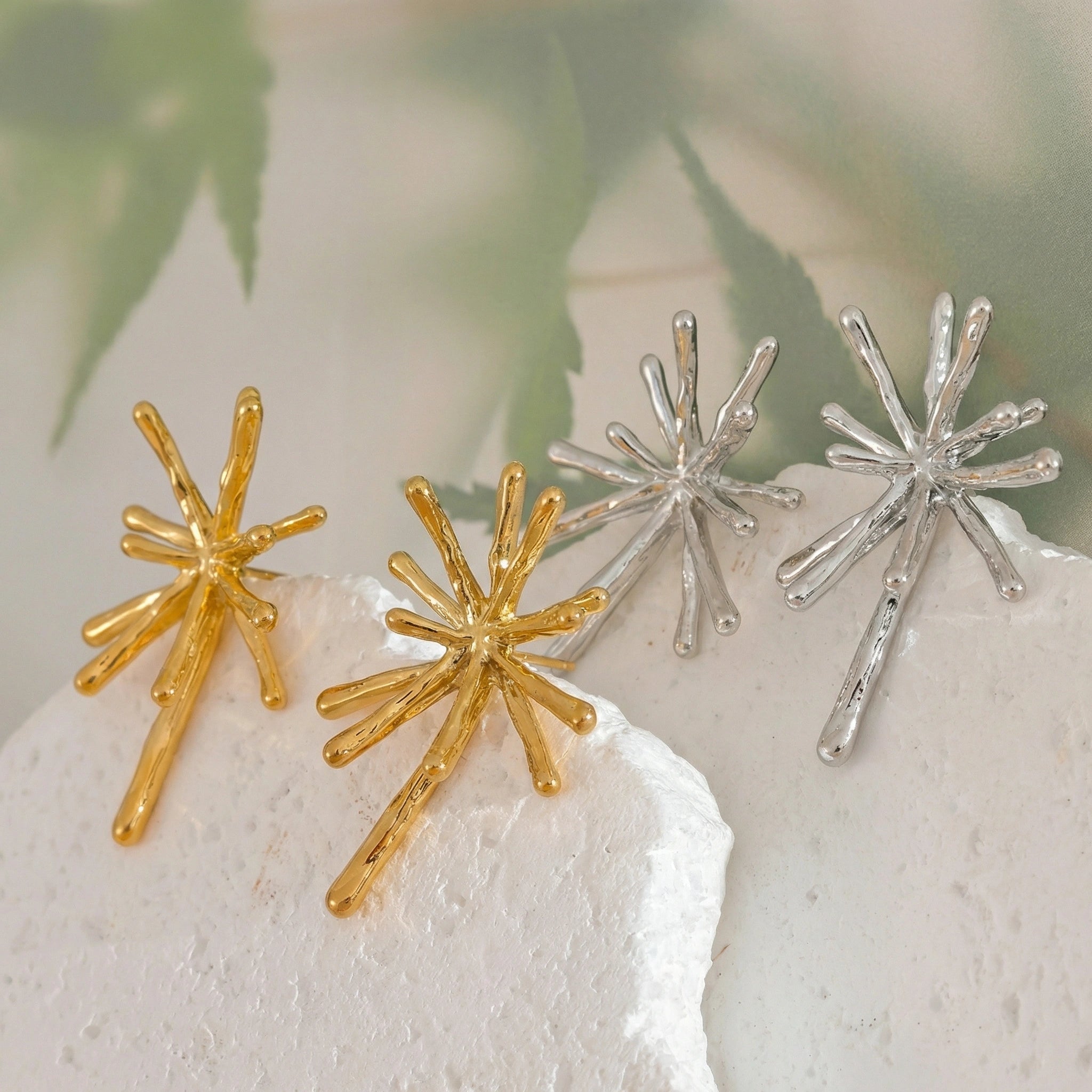 Firework Cast Stainless Steel Stud Earrings