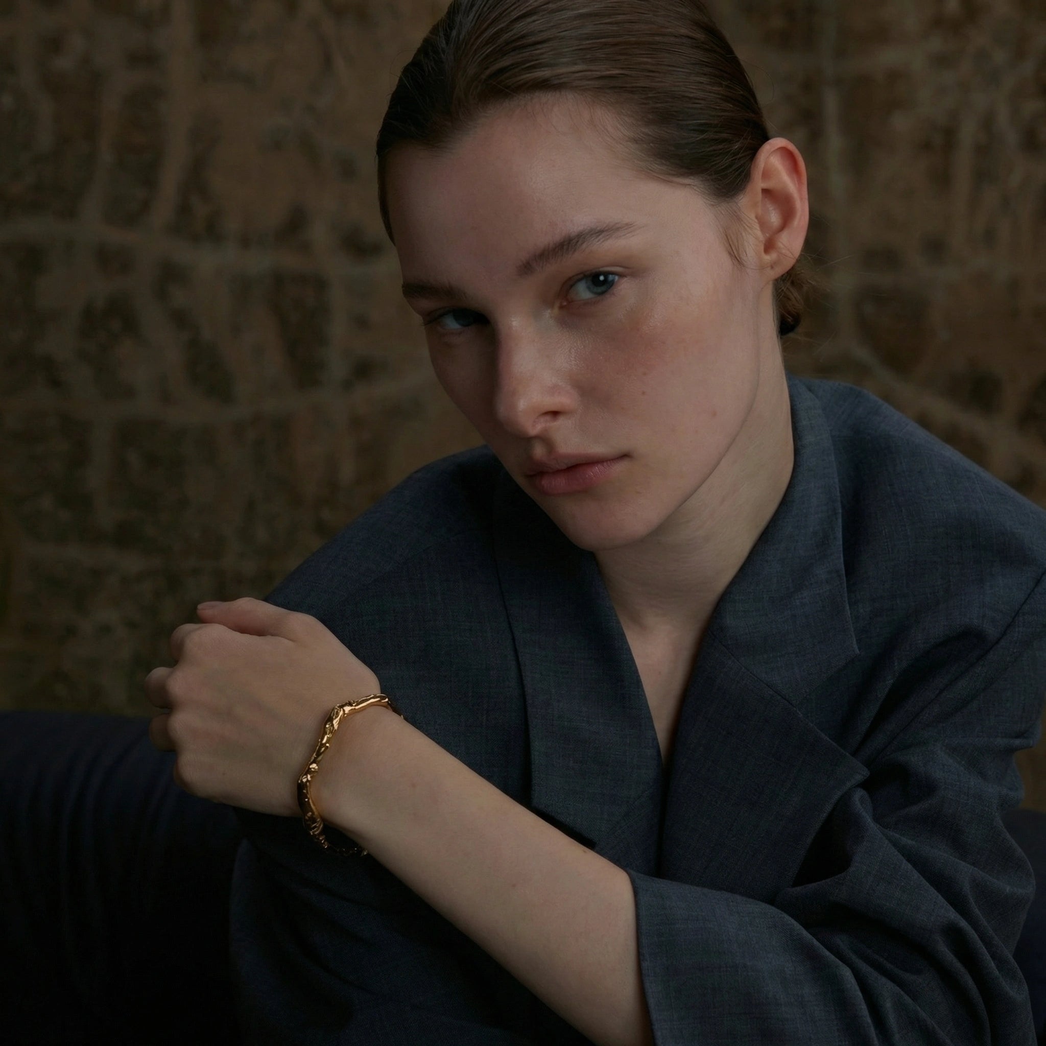 Hammered Sculptural Cuff Bracelet