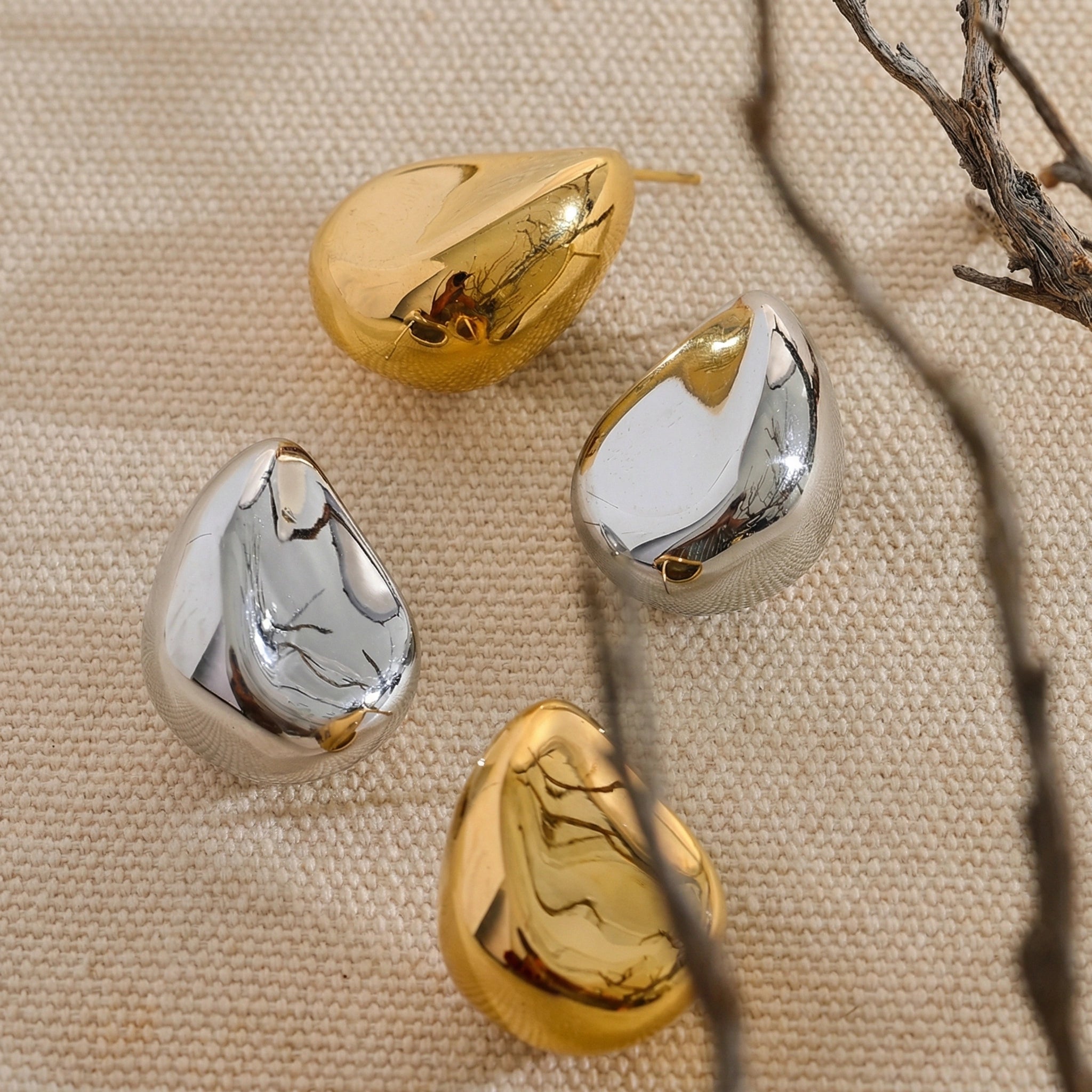 Smooth Geometric Stainless Steel Stud Earrings