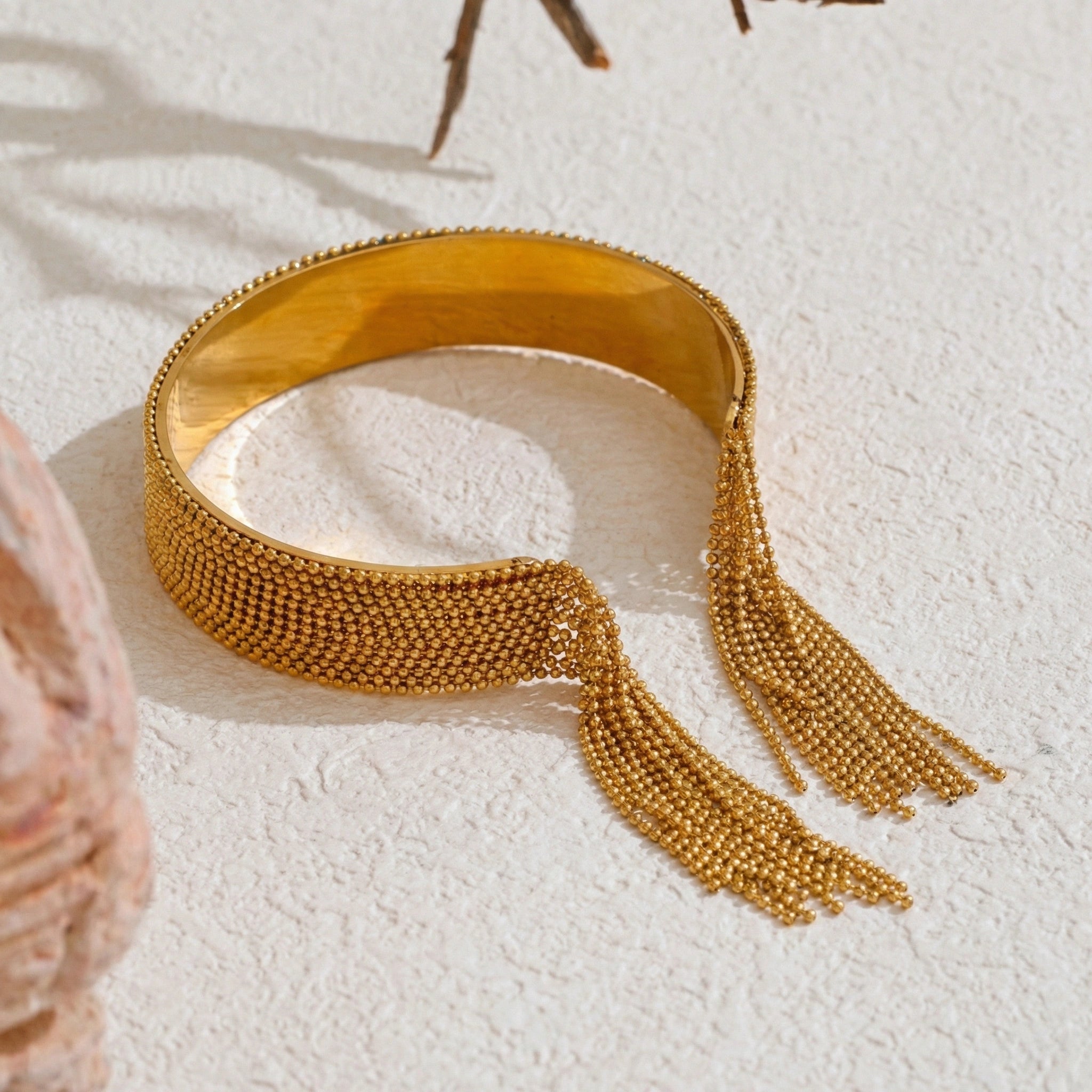 Chain Tassel Statement Cuff Bracelet