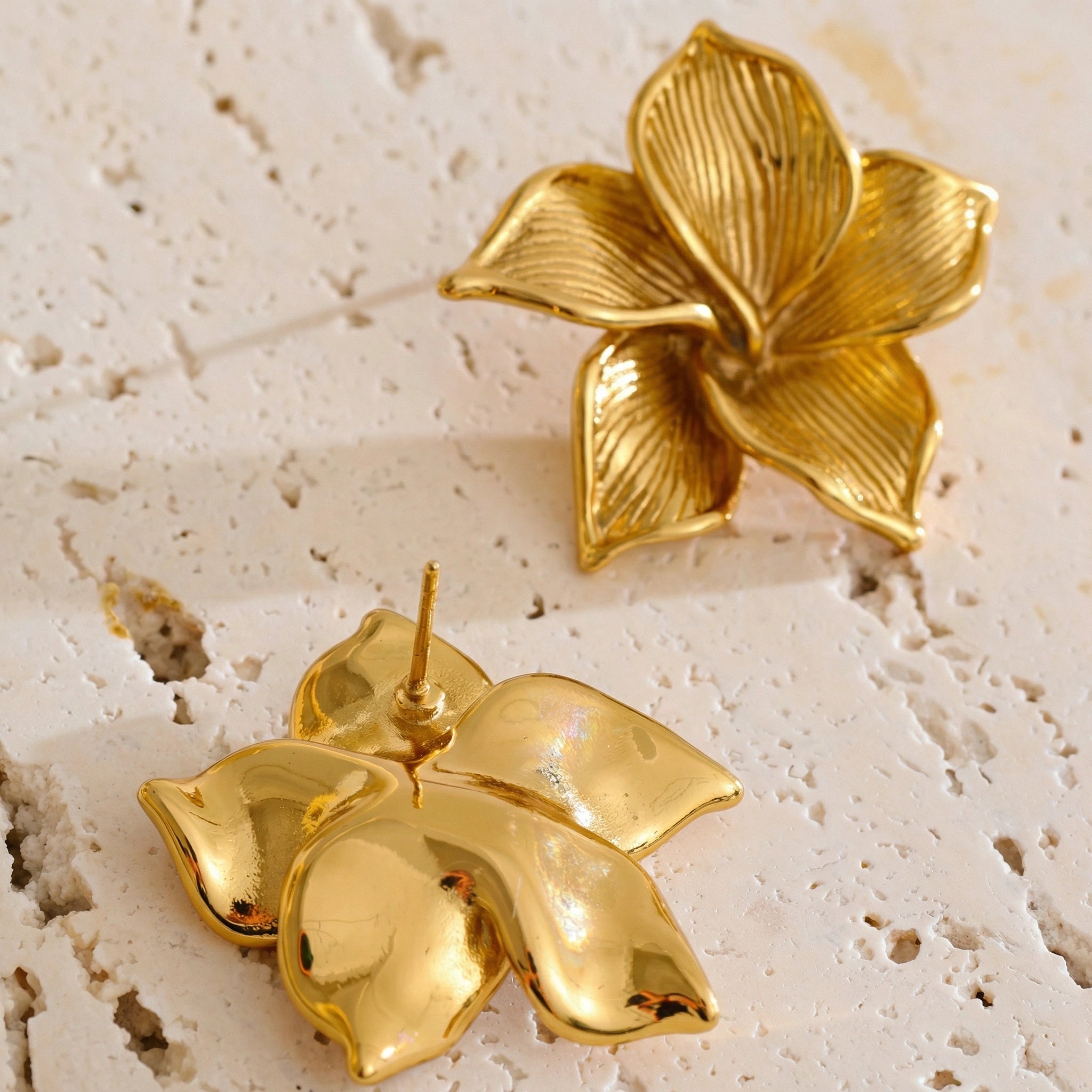 Statement Flower Stainless Steel Stud Earrings